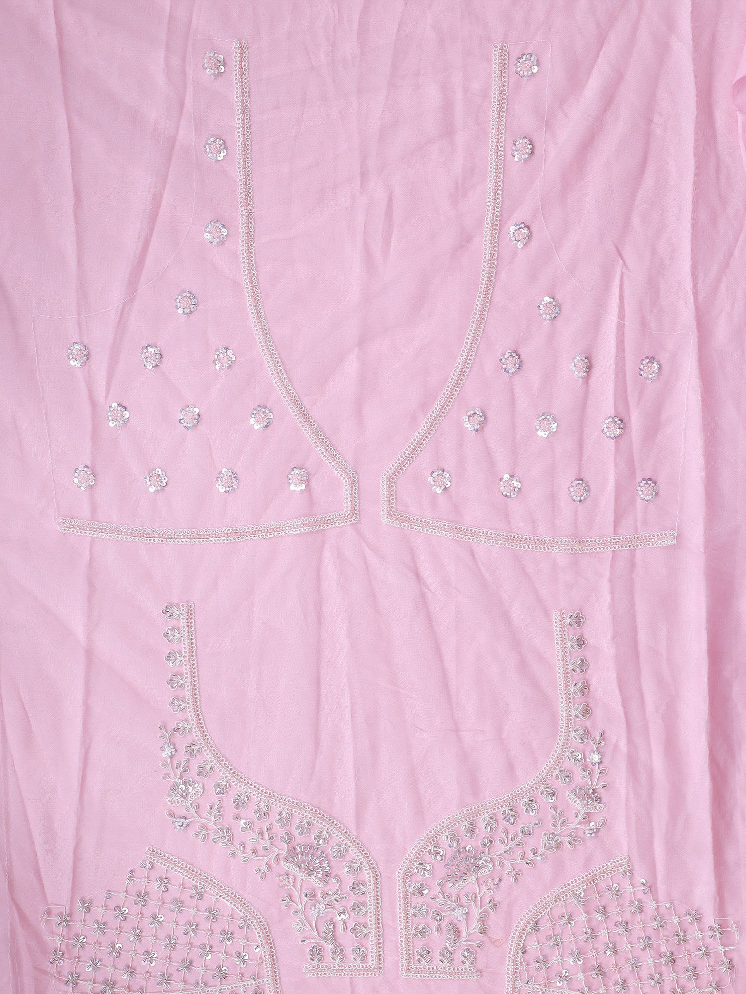 Pink Net Lehenga With Beads, Sequins