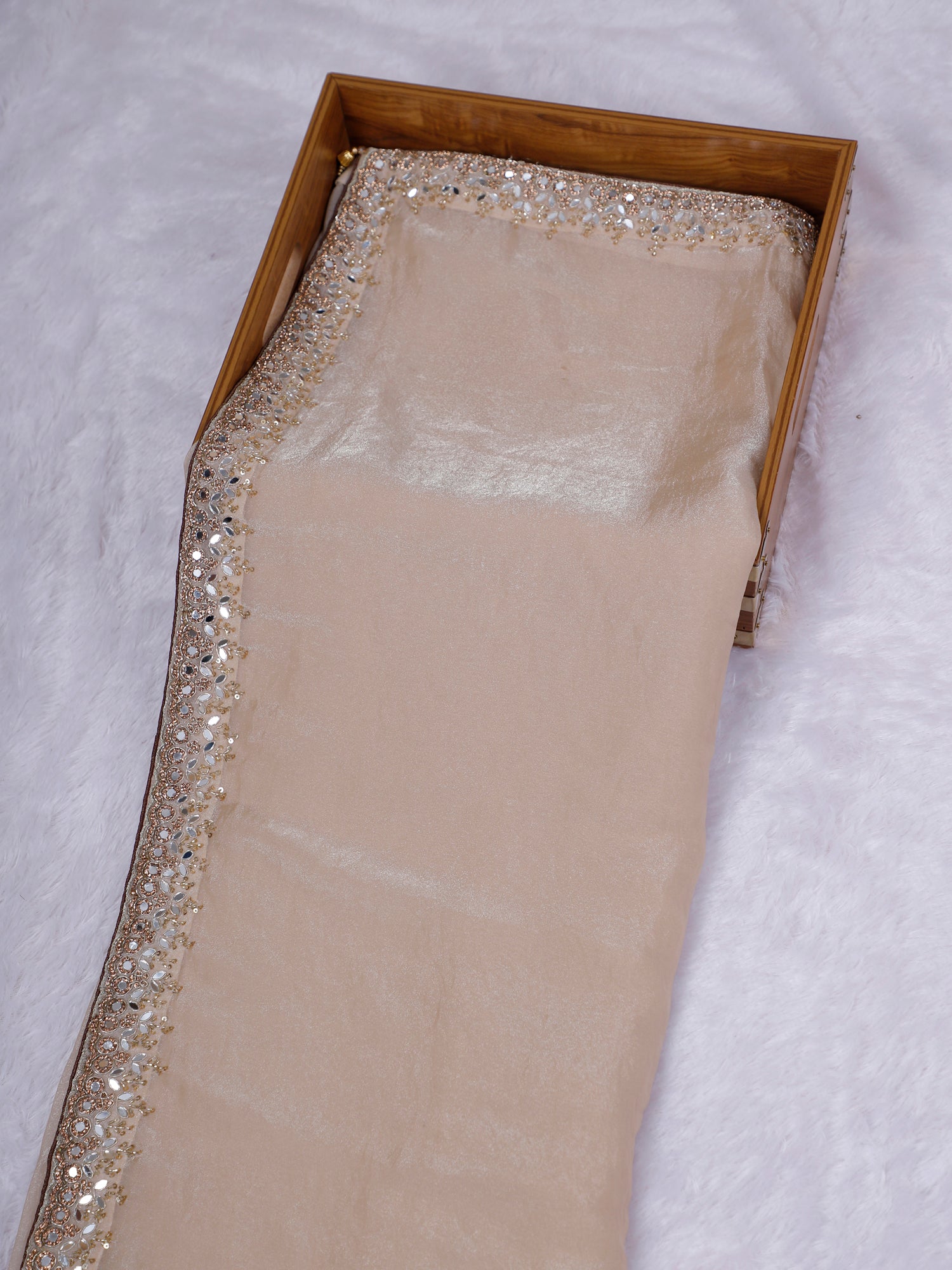Zareen Biscuit Glass Cut Zardosi Saree