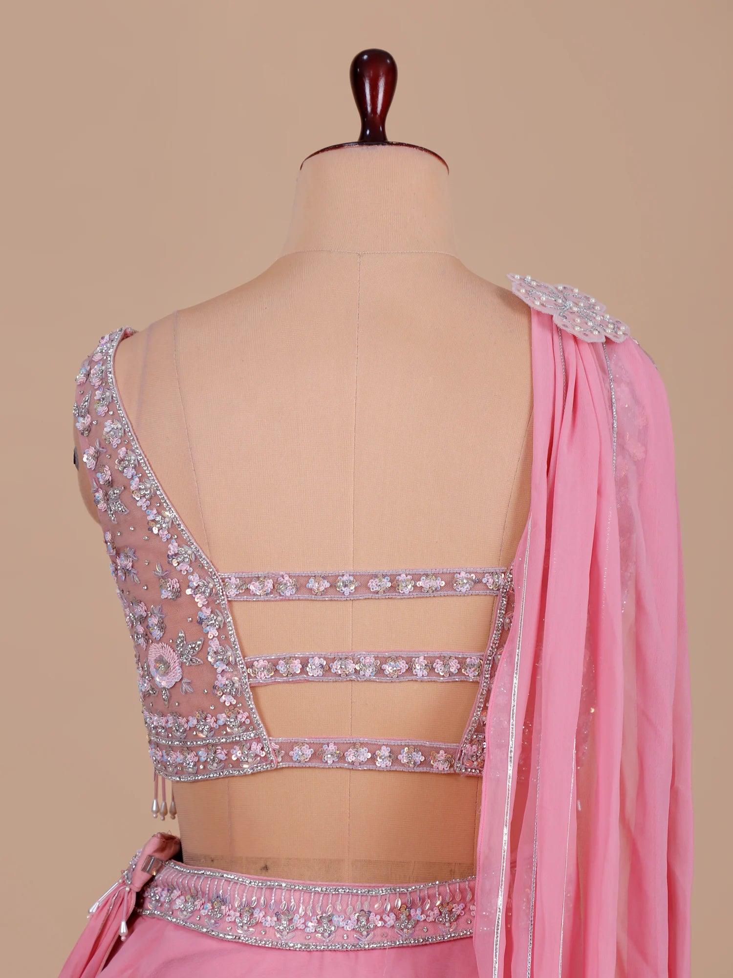 Pink Voltage Georgette Bubblegum Lehenga with Aplique Finish