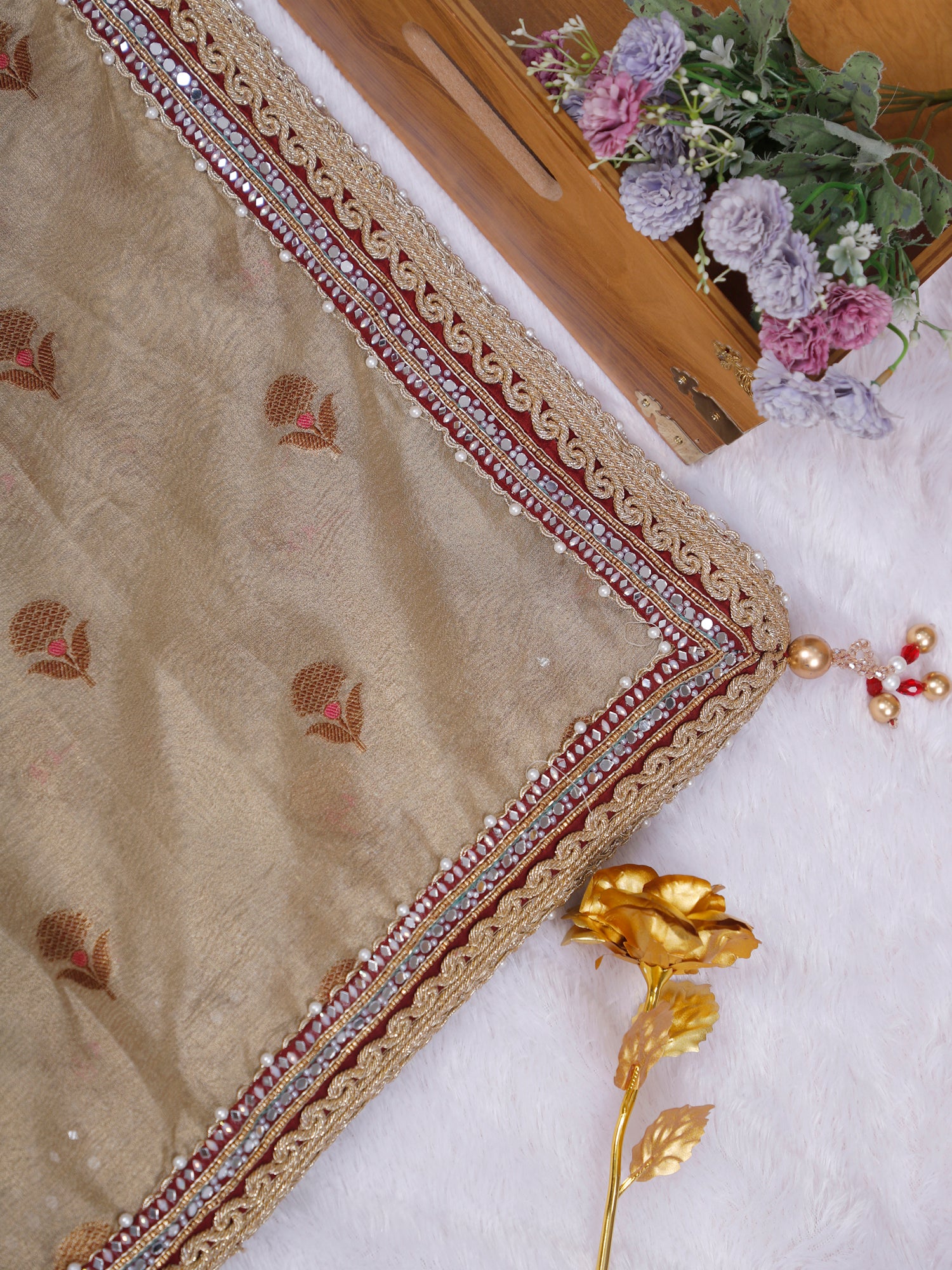 Meher-e-Surkh Pearl Zardosi Saree
