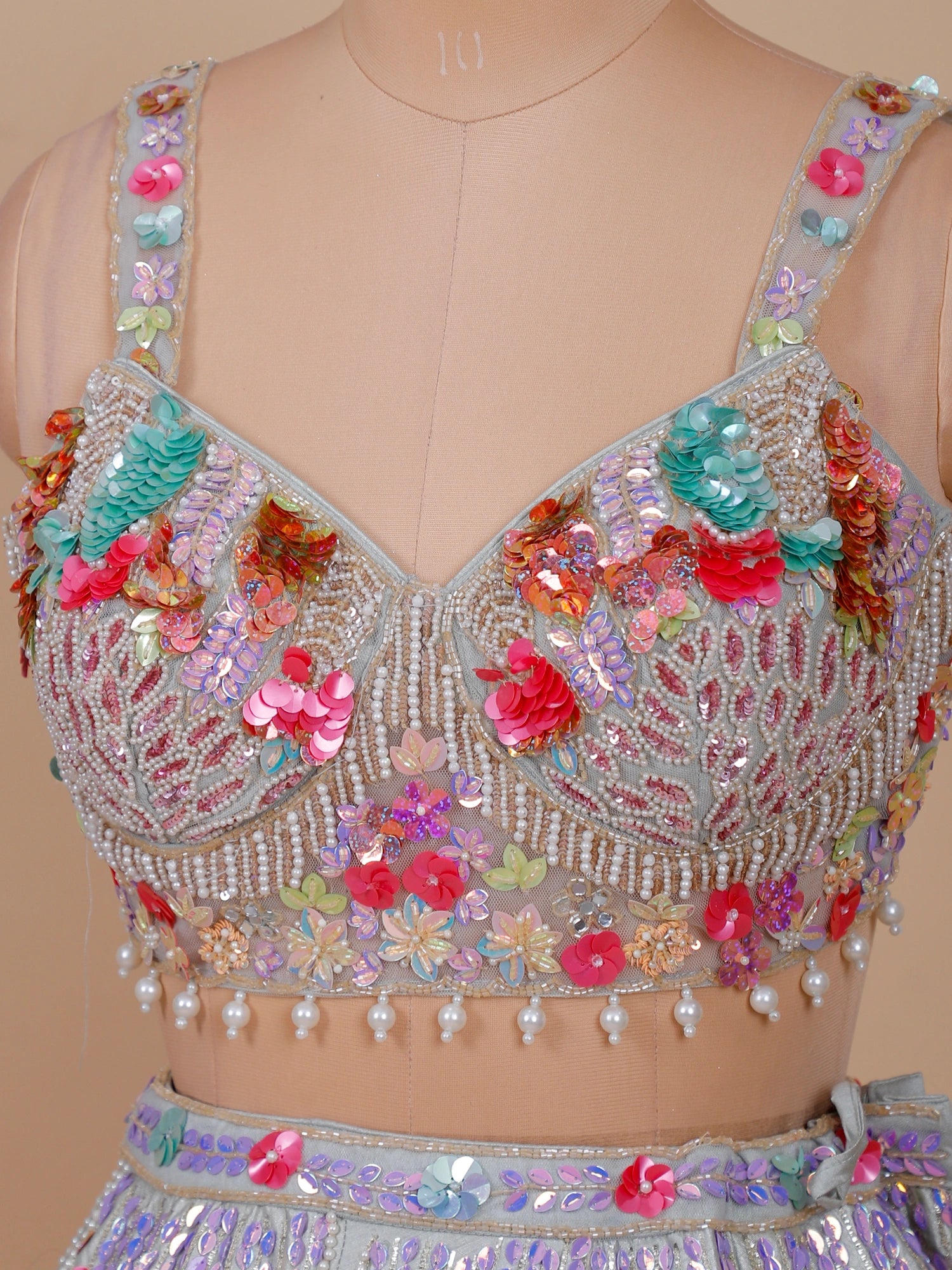 Frost Noor Mirror Veil Couture Lehenga