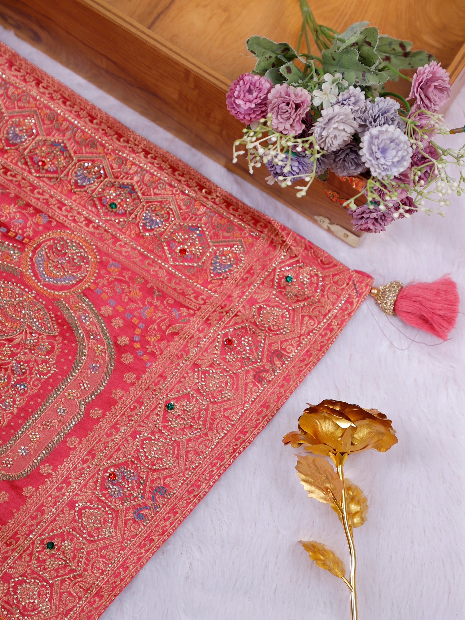 Blue–Pink Neelkamal Shimmer Silk-Mousse Saree