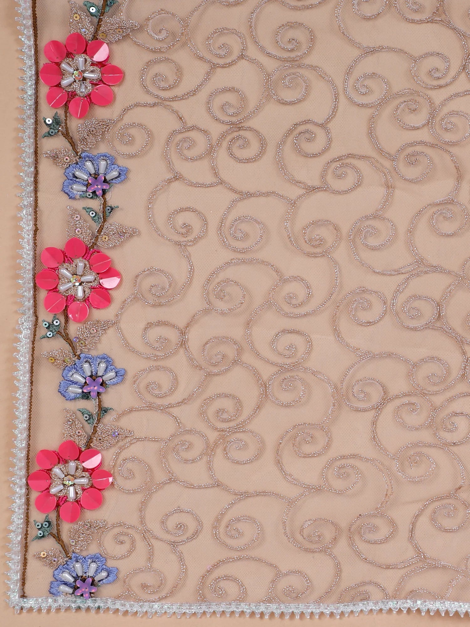 Vivid Couture Multi Raw Silk Lehenga with Sequin &amp; Aplique Composition