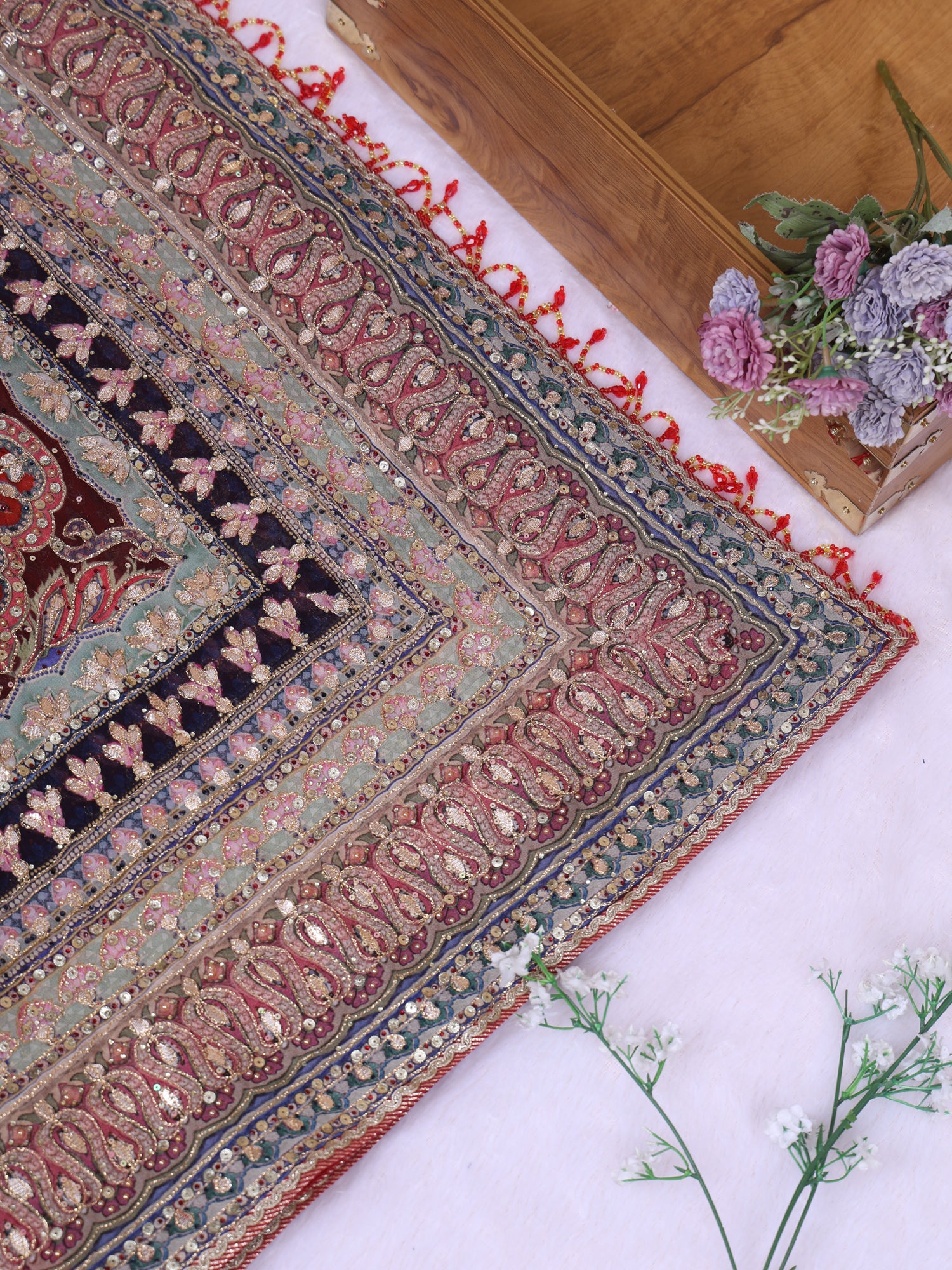 Rajwadi Riwaayat Crepe Georgette GotaPatti Multi-Shade Saree