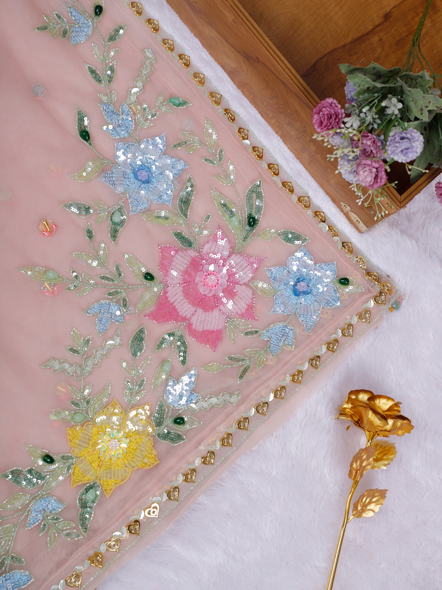 Rangrez Sheesha Moti Stone Saree