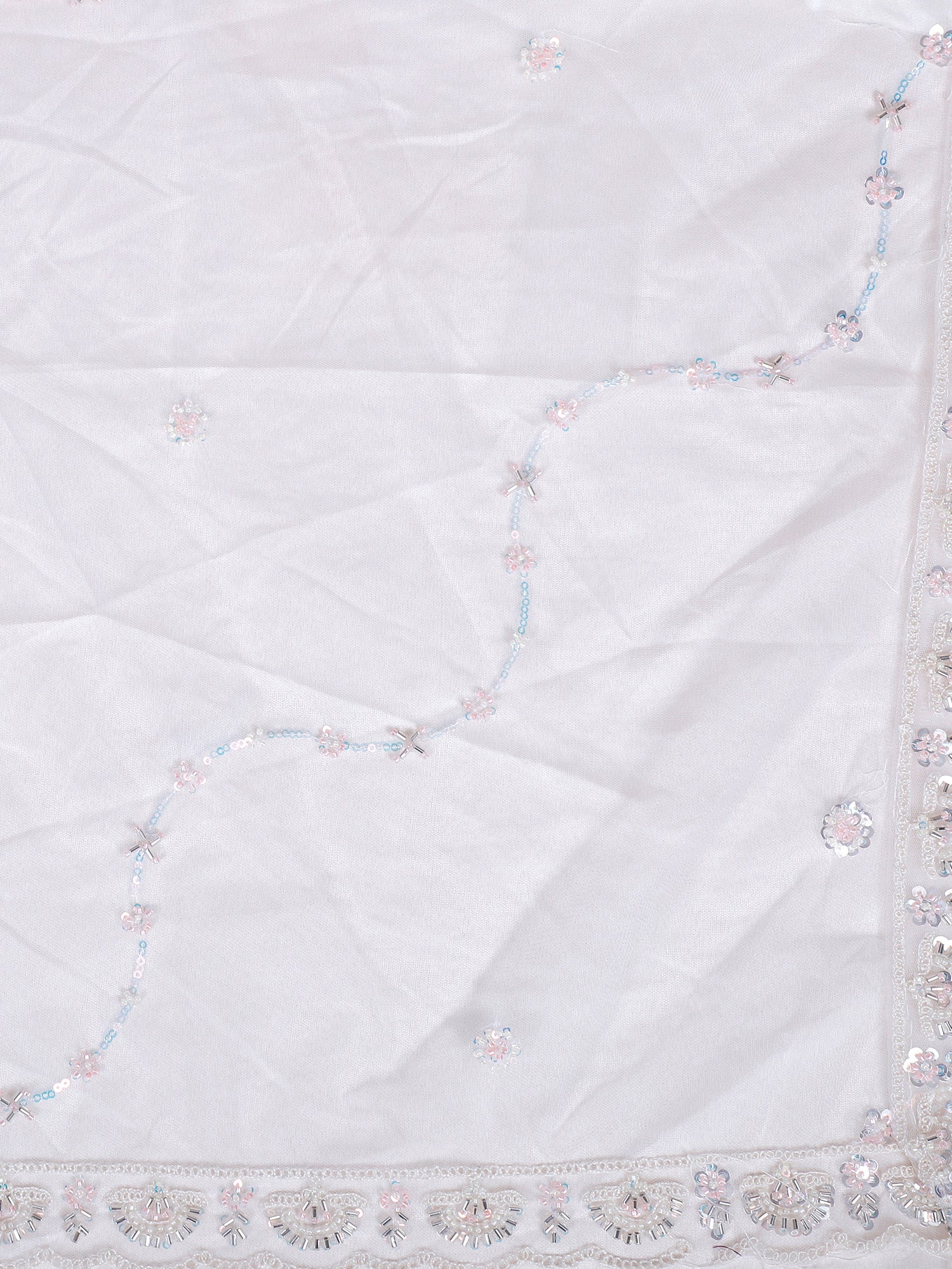 White Net Lehenga With Beads