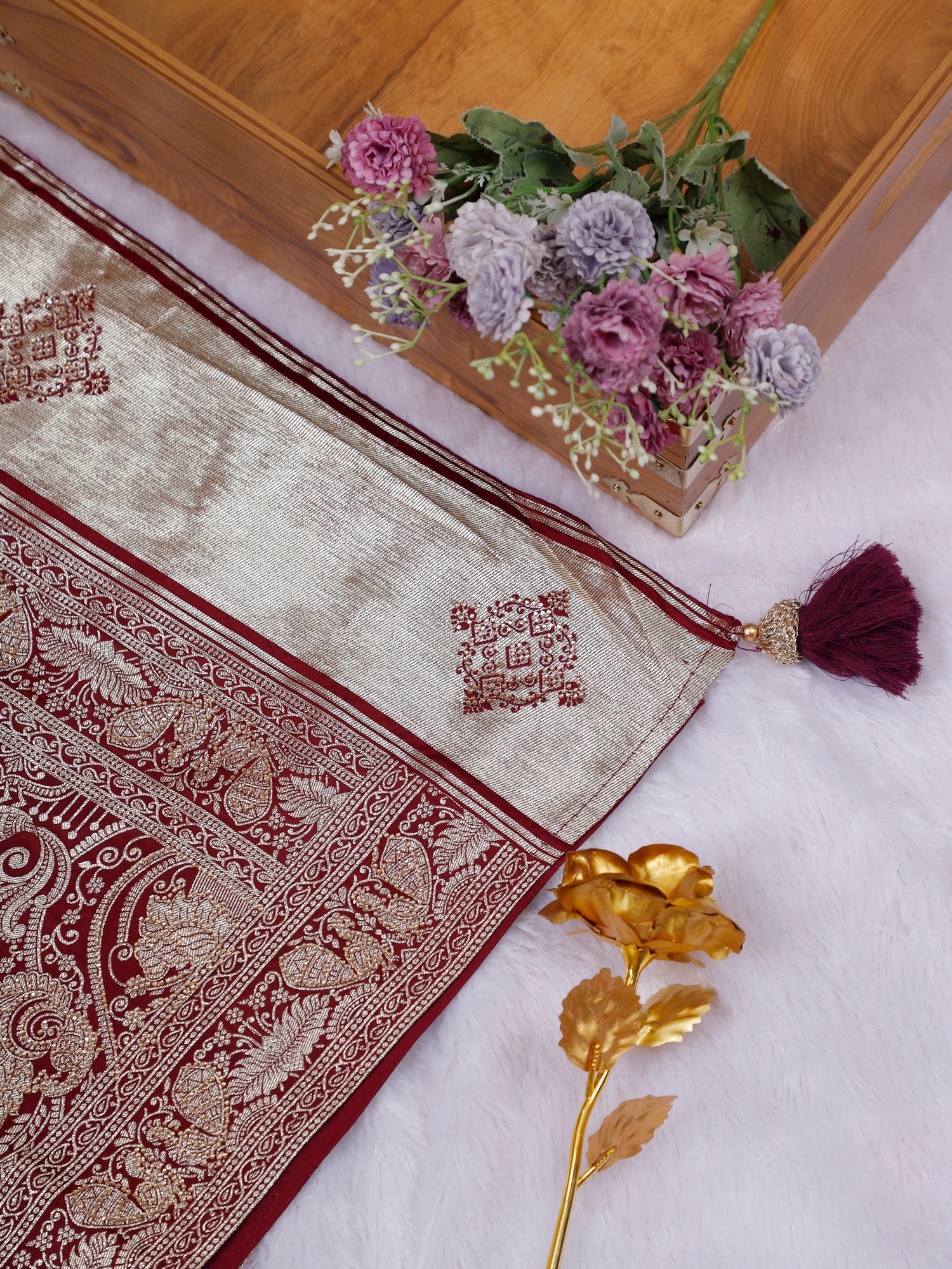 Blue-Pink Gulnaar Royale Silk-Mousse Saree