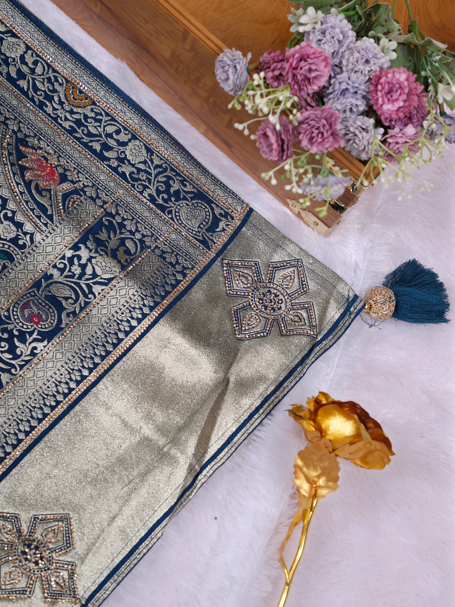 Blue–Pink Shobha Royale Silk Saree