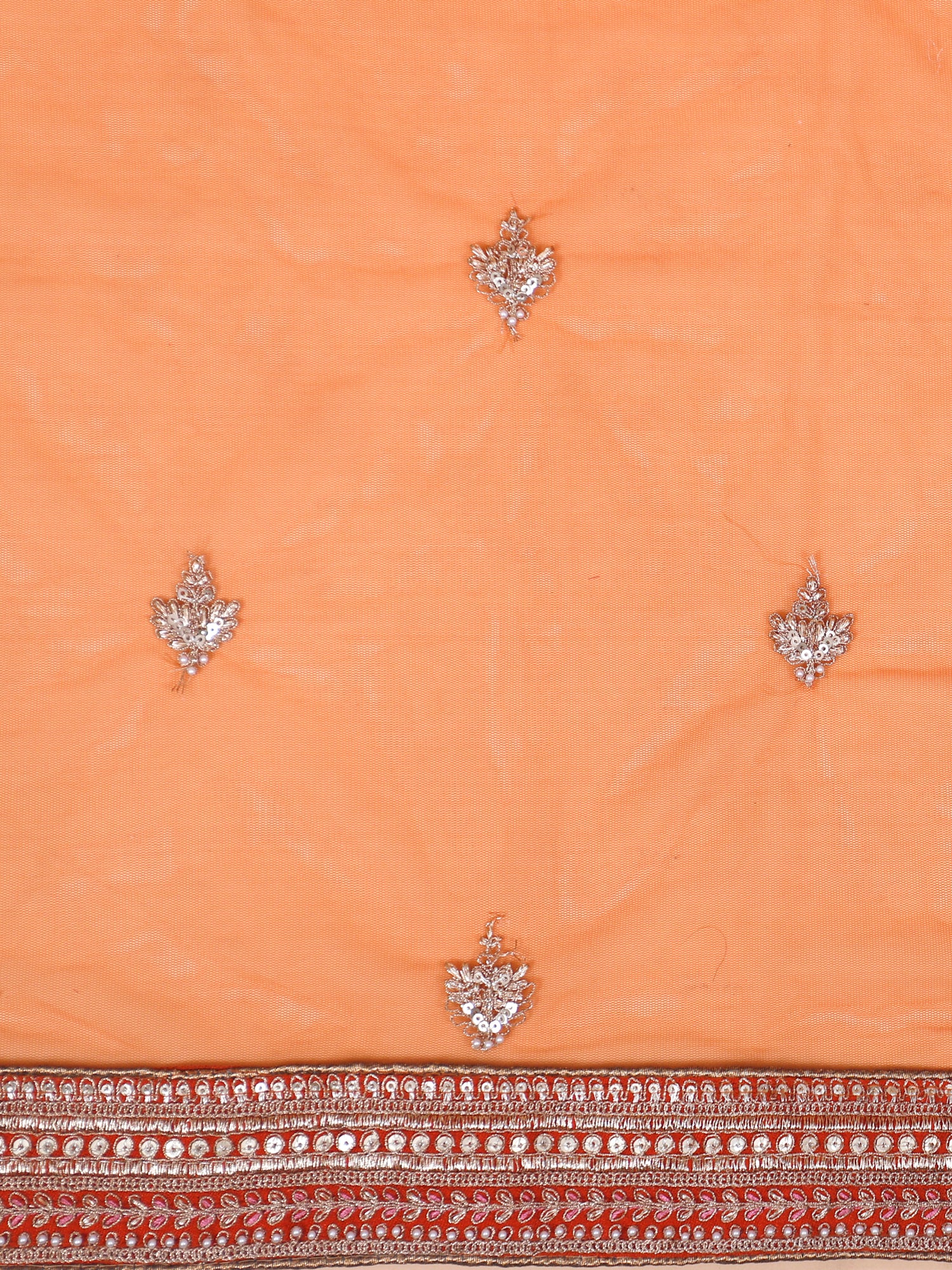 Rust Orange Noorika Pearl Luxe Silk Lehenga