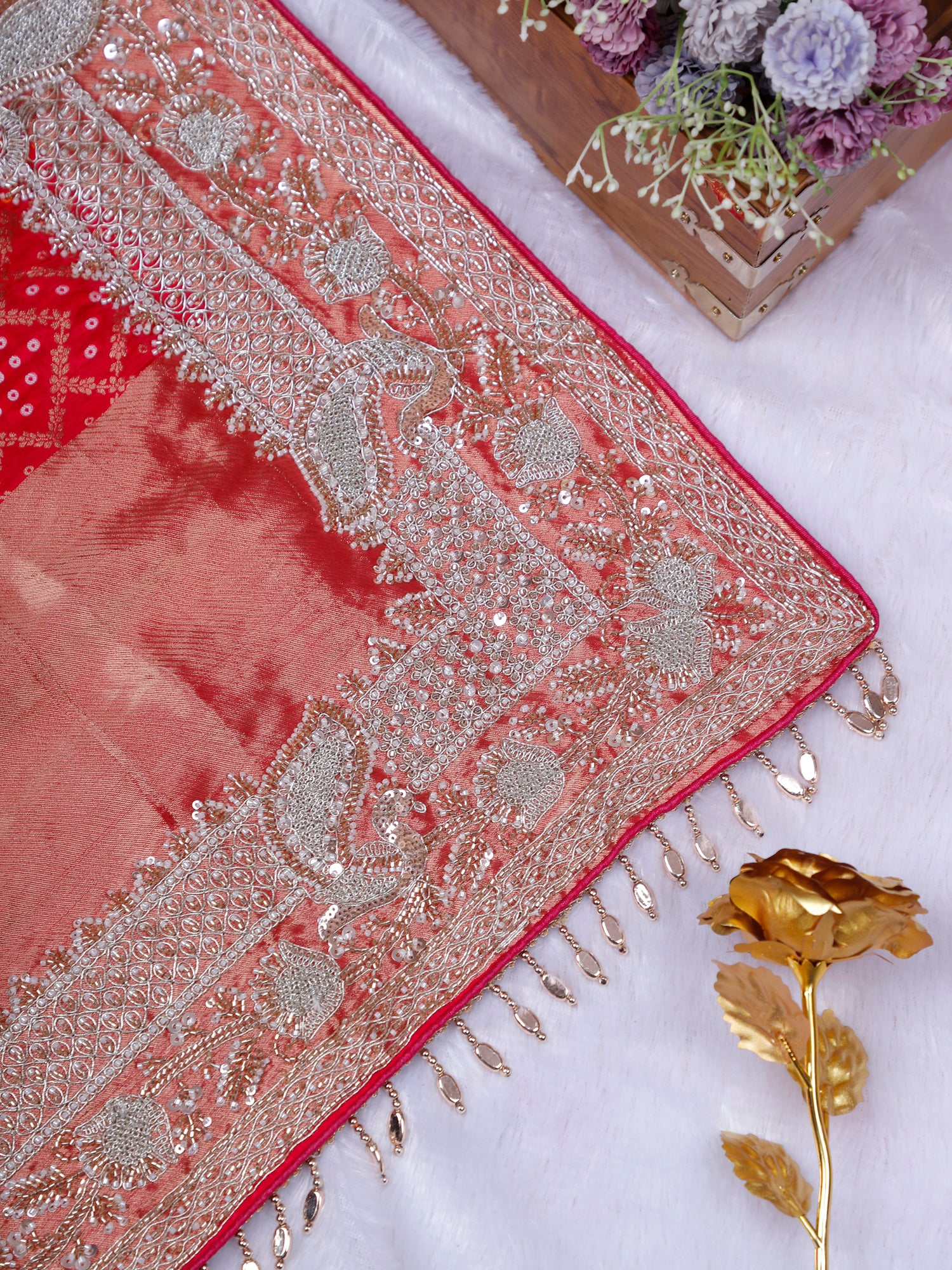 Red Tehzeeb-e-Shahi Designer Saree