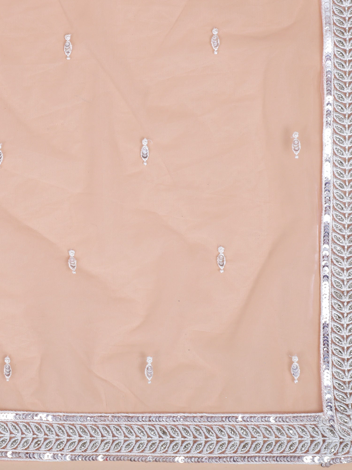 White Pink Net Crop Top With Sequins