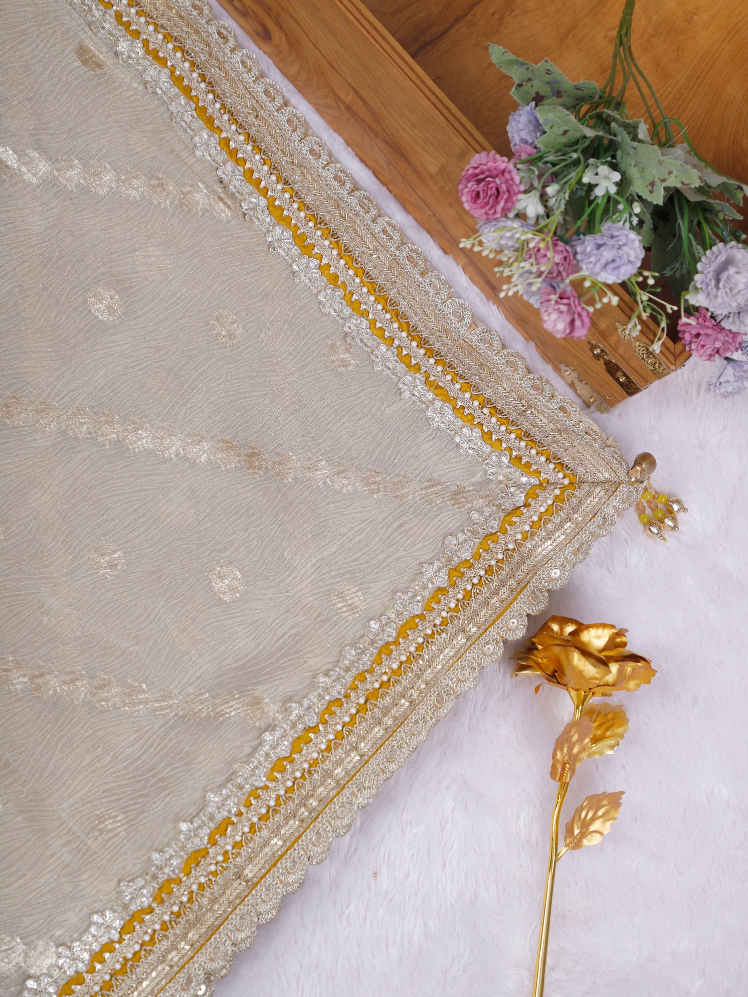 Noor-e-Aftab Pearl Diamond Zardosi Saree