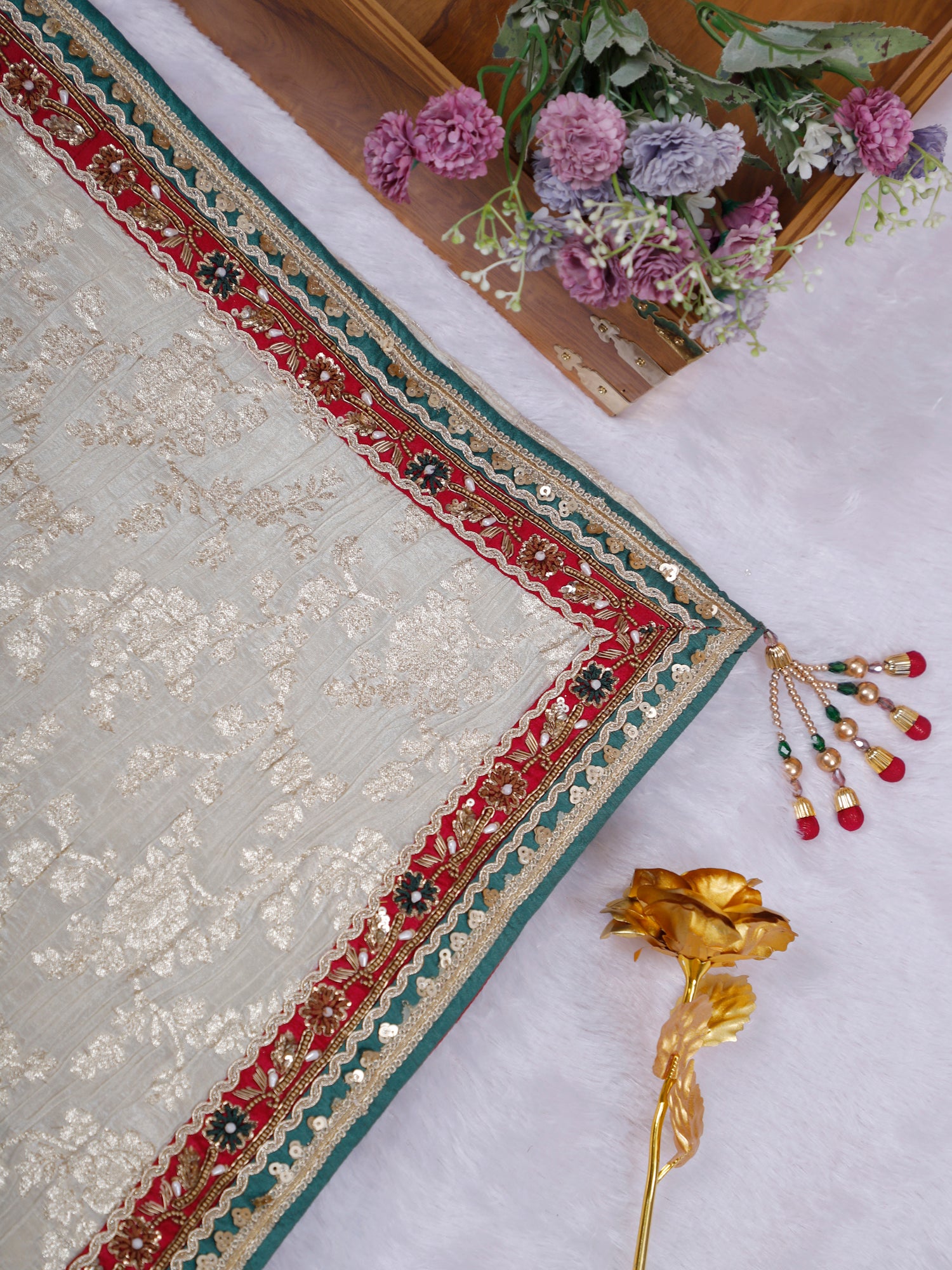 Zarqaa Noor-e-Rang Zardosi  Silk Saree