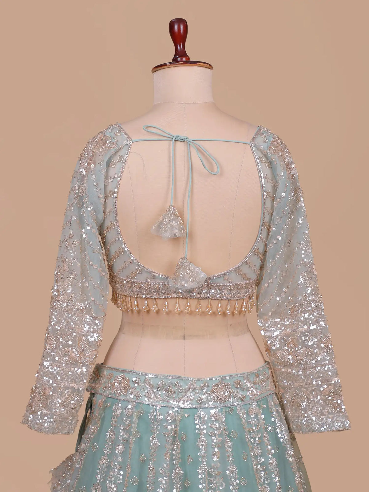 Shop Latest Aqua Blue Designer Lehenga Choli Online Featuring Beads And Sequins