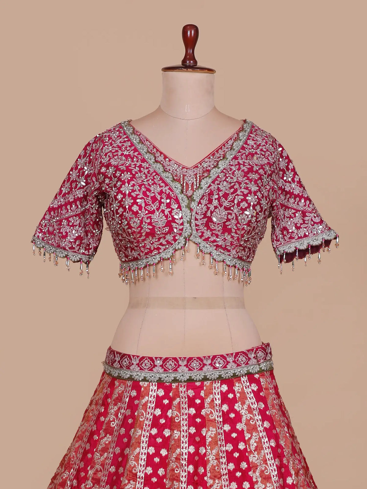 Bring Home Rani Banarasi Silk Lehenga Featuring Mirror Moti Work