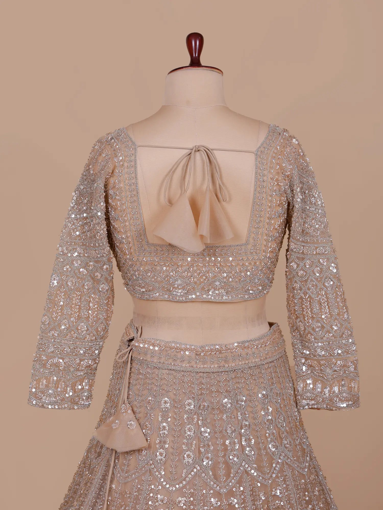 Buy Stunning Champagne Net Lehenga Online With Elegant Designer Handwork