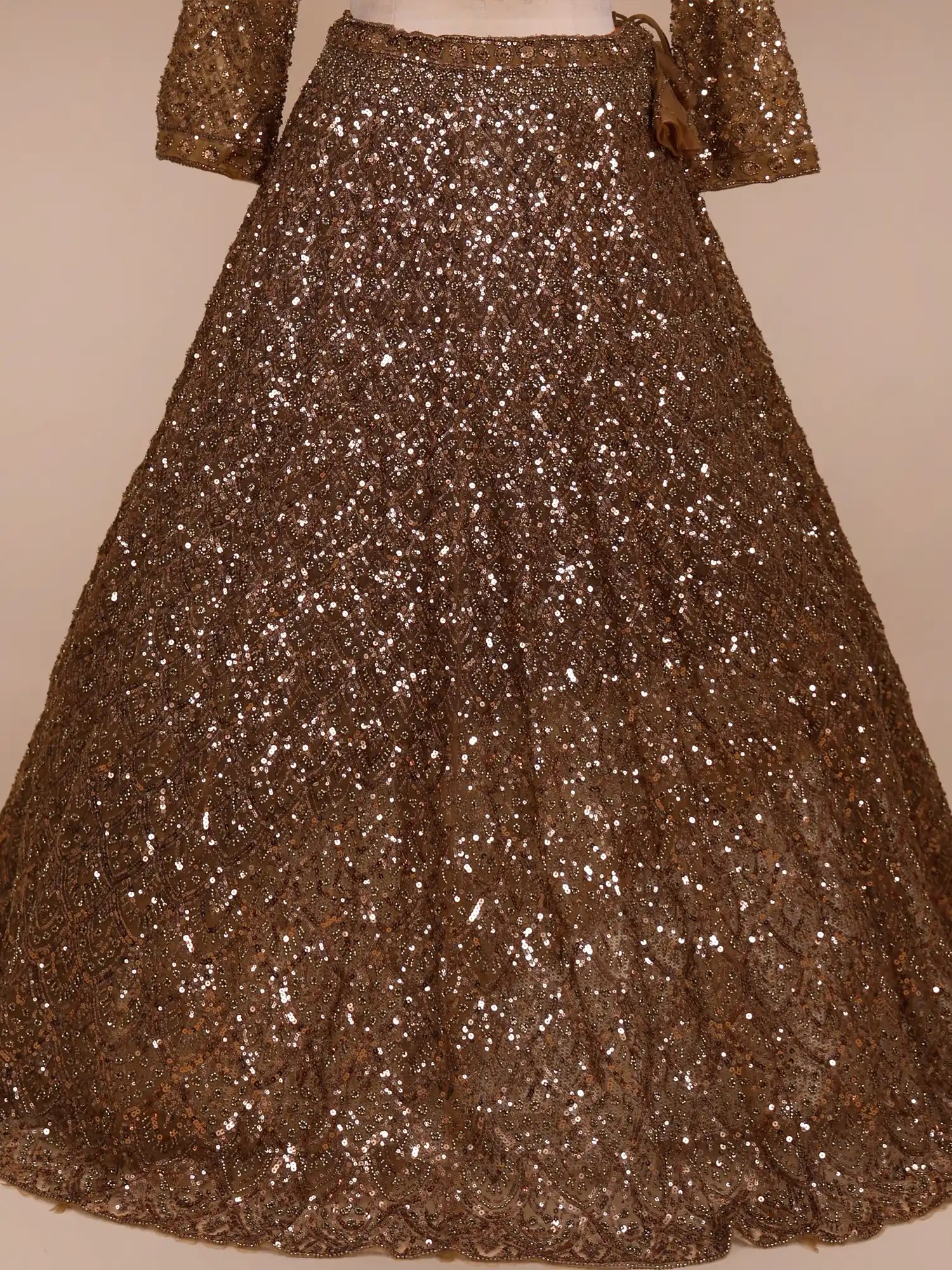 Buy Prestige Copper Wedding Lehenga With Beads Work