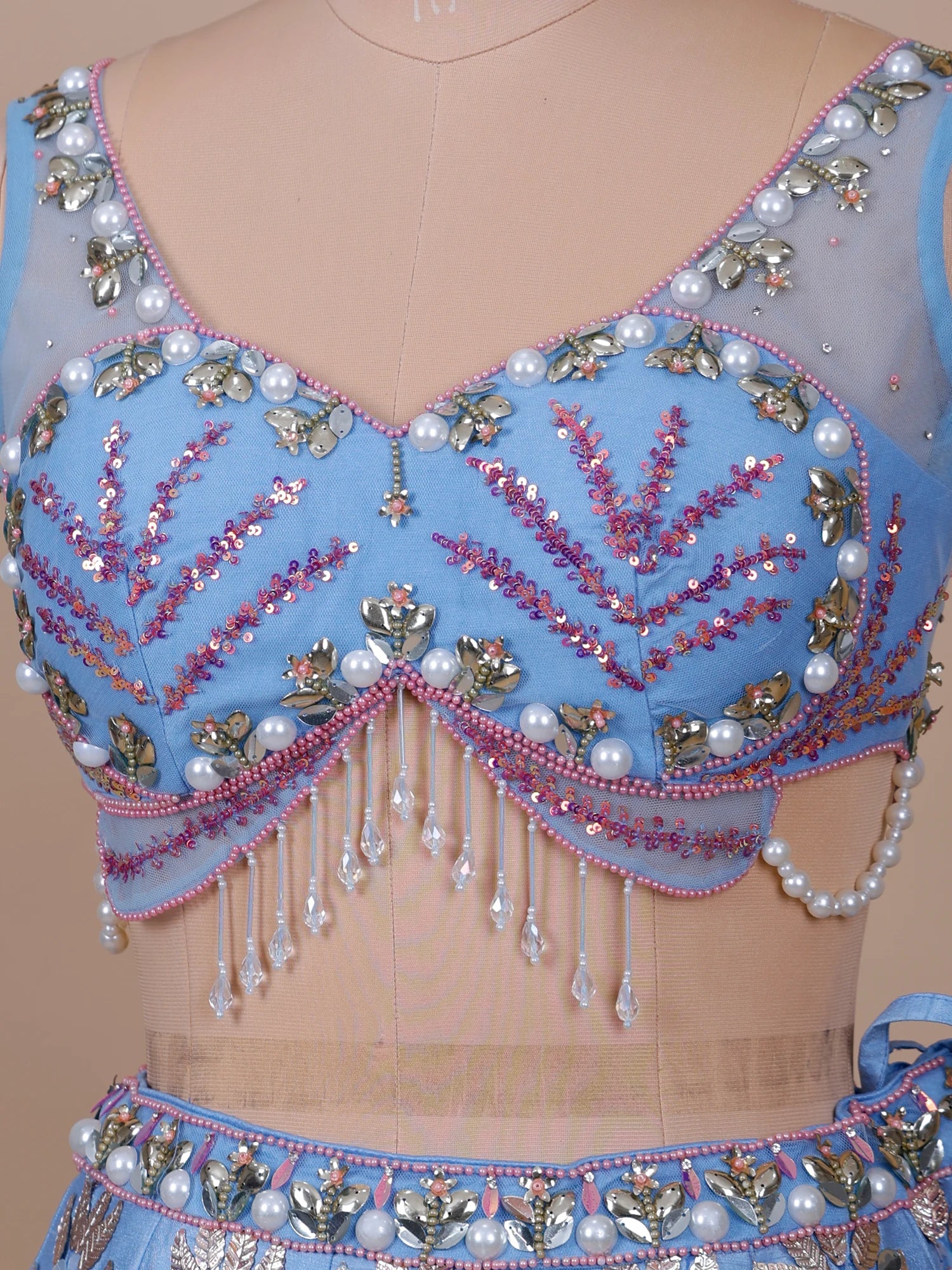 Light Blue designer lehenga online shopping at affordable price