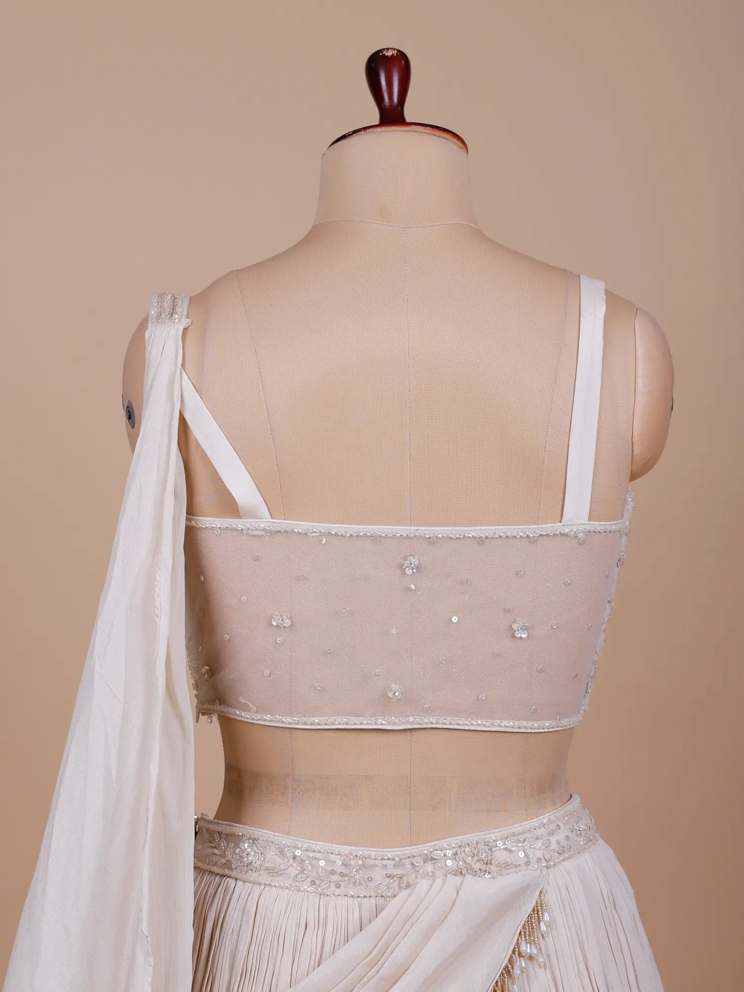 Buy Luxury Off White Chinon Lehenga Online For Wedding Functions