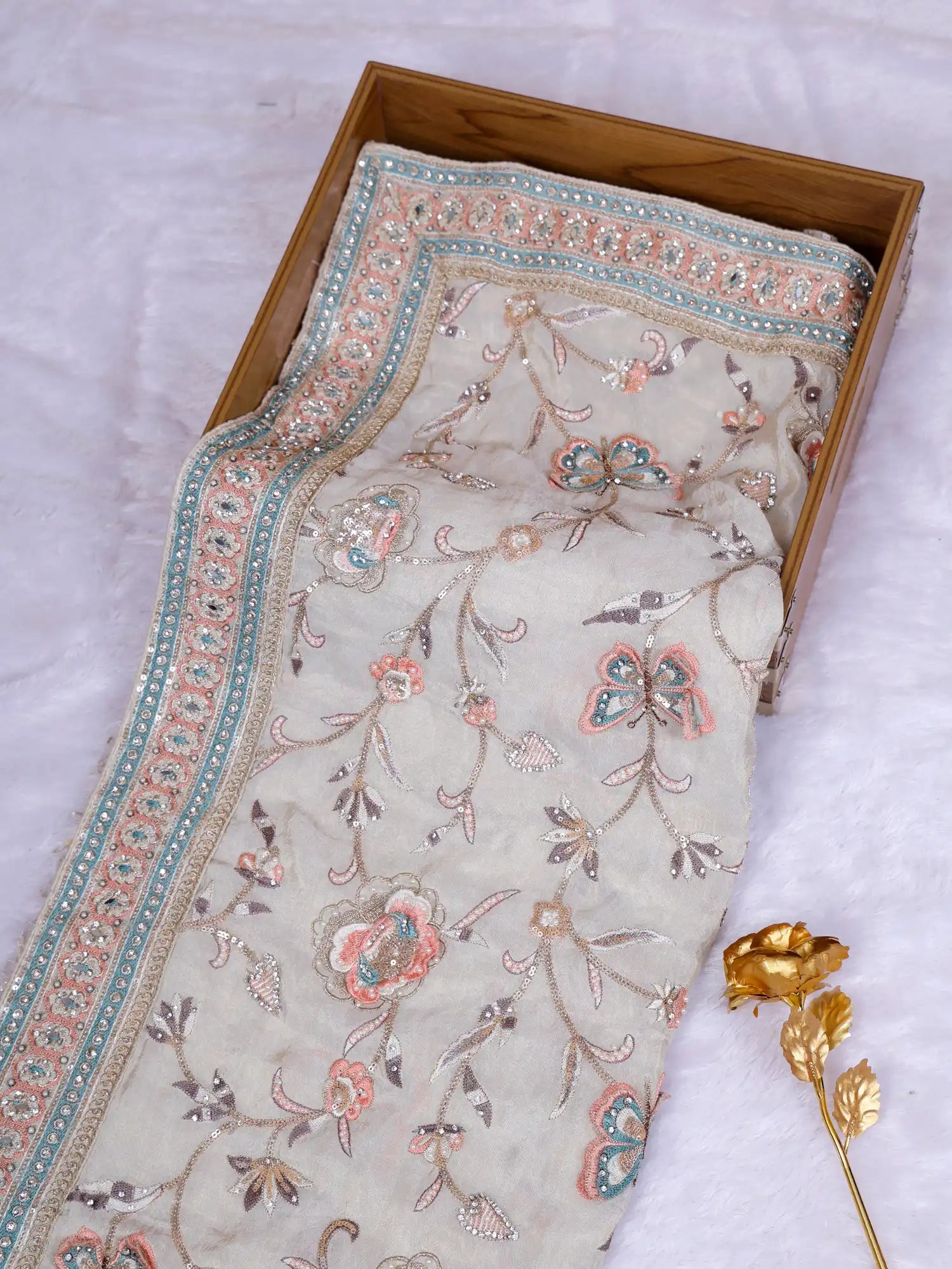 Buy Exclusive Off White Organza Saree Online With Elegant Multi Thread Work
