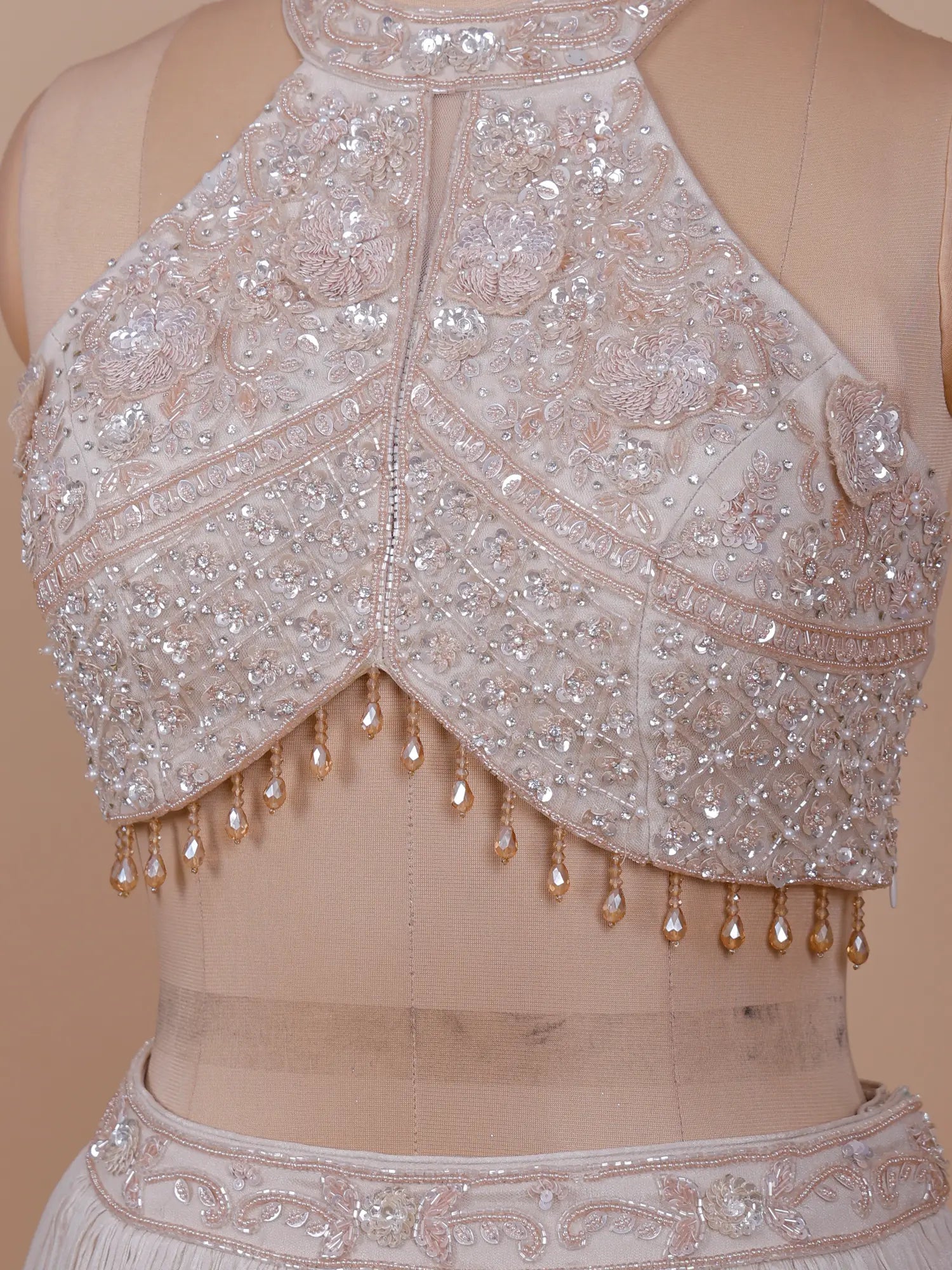 Modern Off White Wedding Lehenga With Couture Designer Detailing