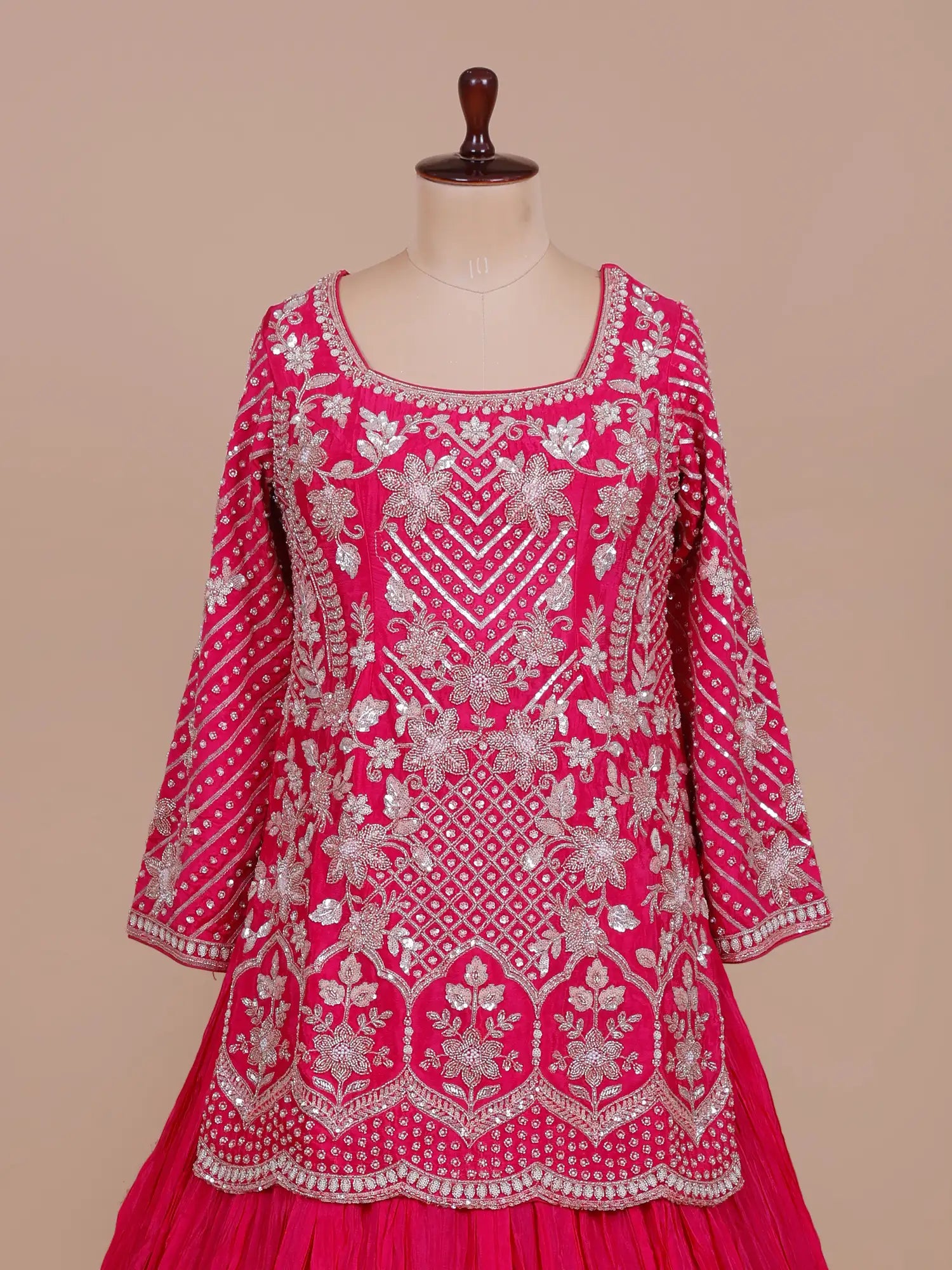 Buy Designer Rani Pink Peplum Lehenga Set For Wedding And Festive Wear