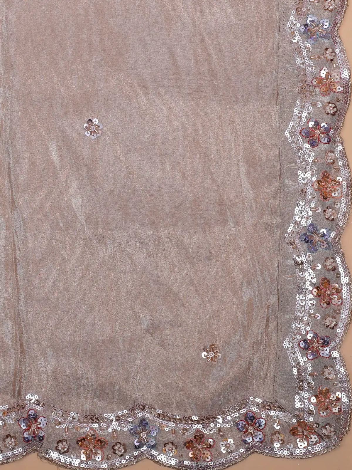 Beige Designer Lehenga Featuring Pastel Garden and Bird Motifs