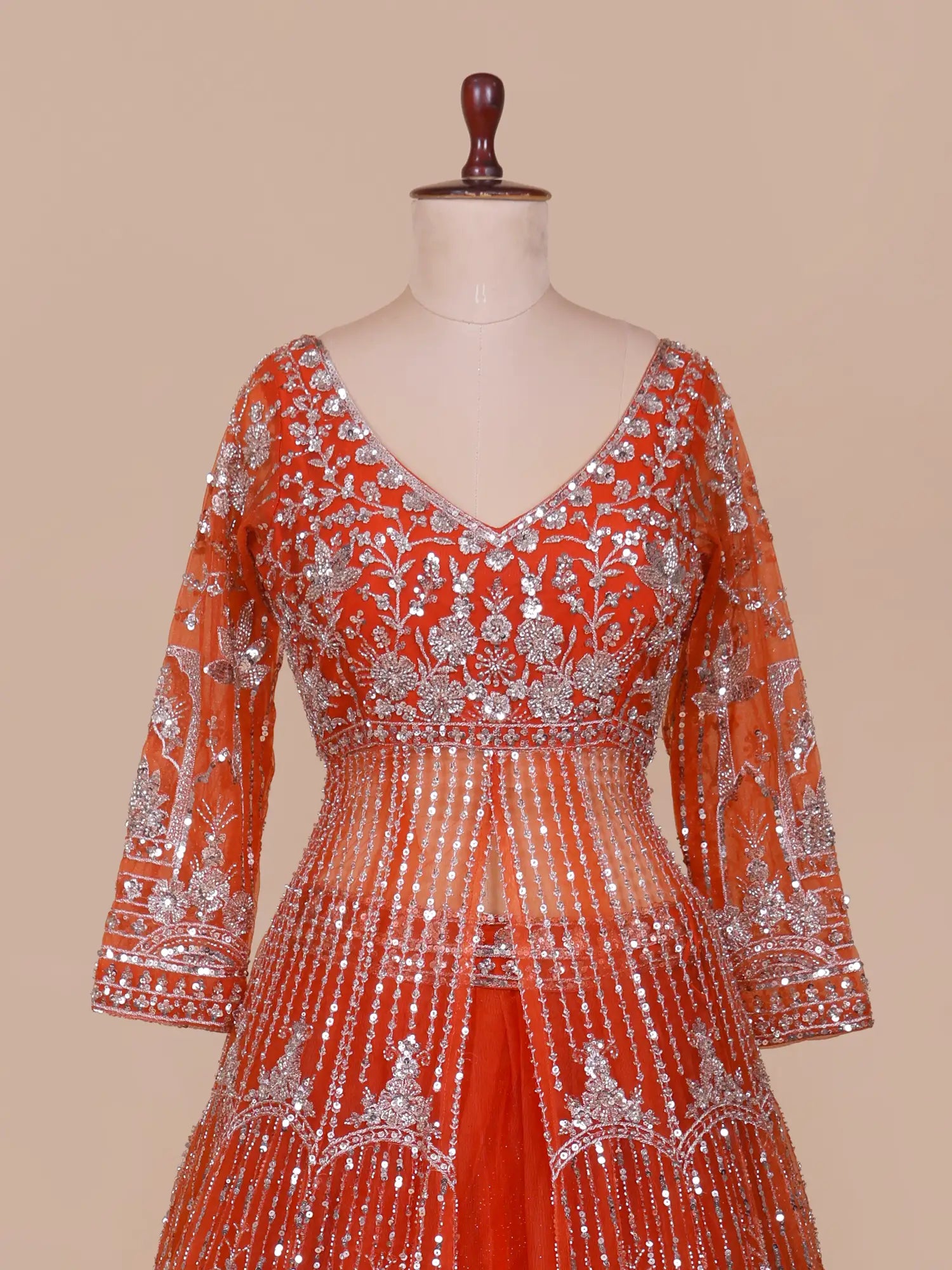 Exclusive Rust Orange Statement Indo Western Lehenga Collection Online