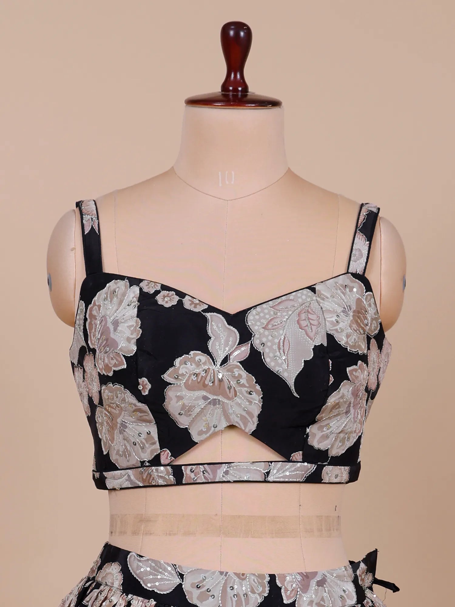 Exclusive Black Floral Crepe Silk Lehenga With Designer Work