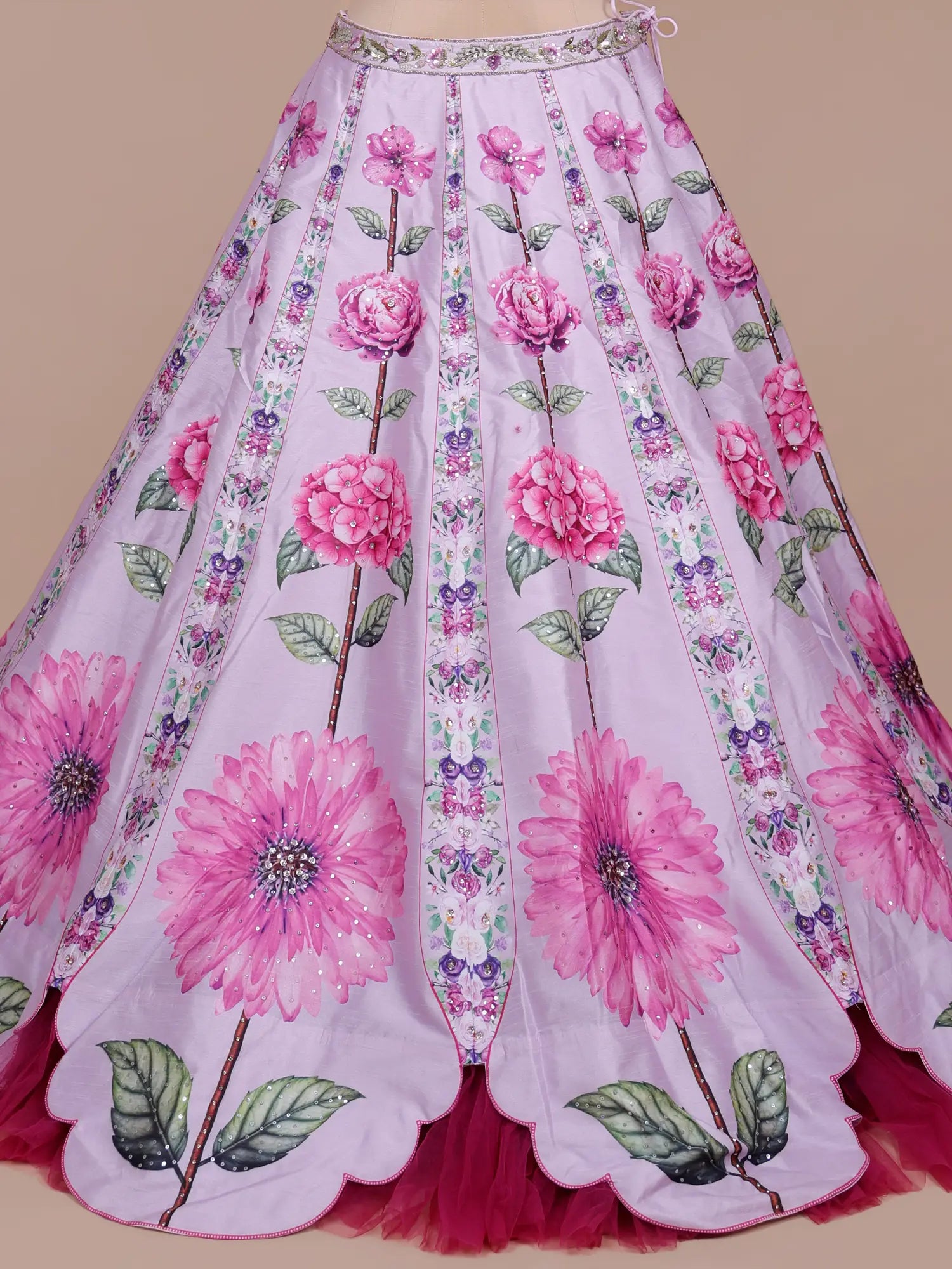 Buy Floral Silk Lehenga With Designer Sequins Work Online