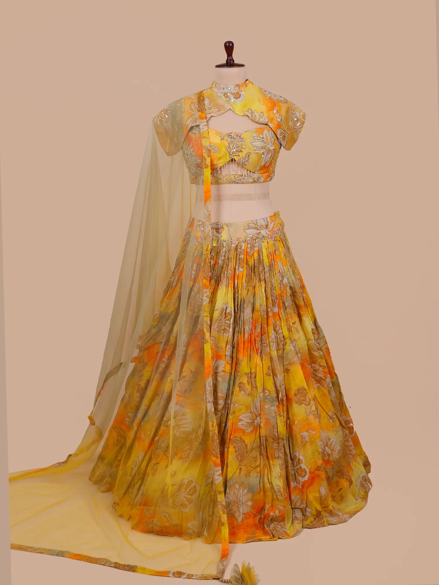 Trending Multi Color Crepe Silk Lehenga Choli Pearl Design