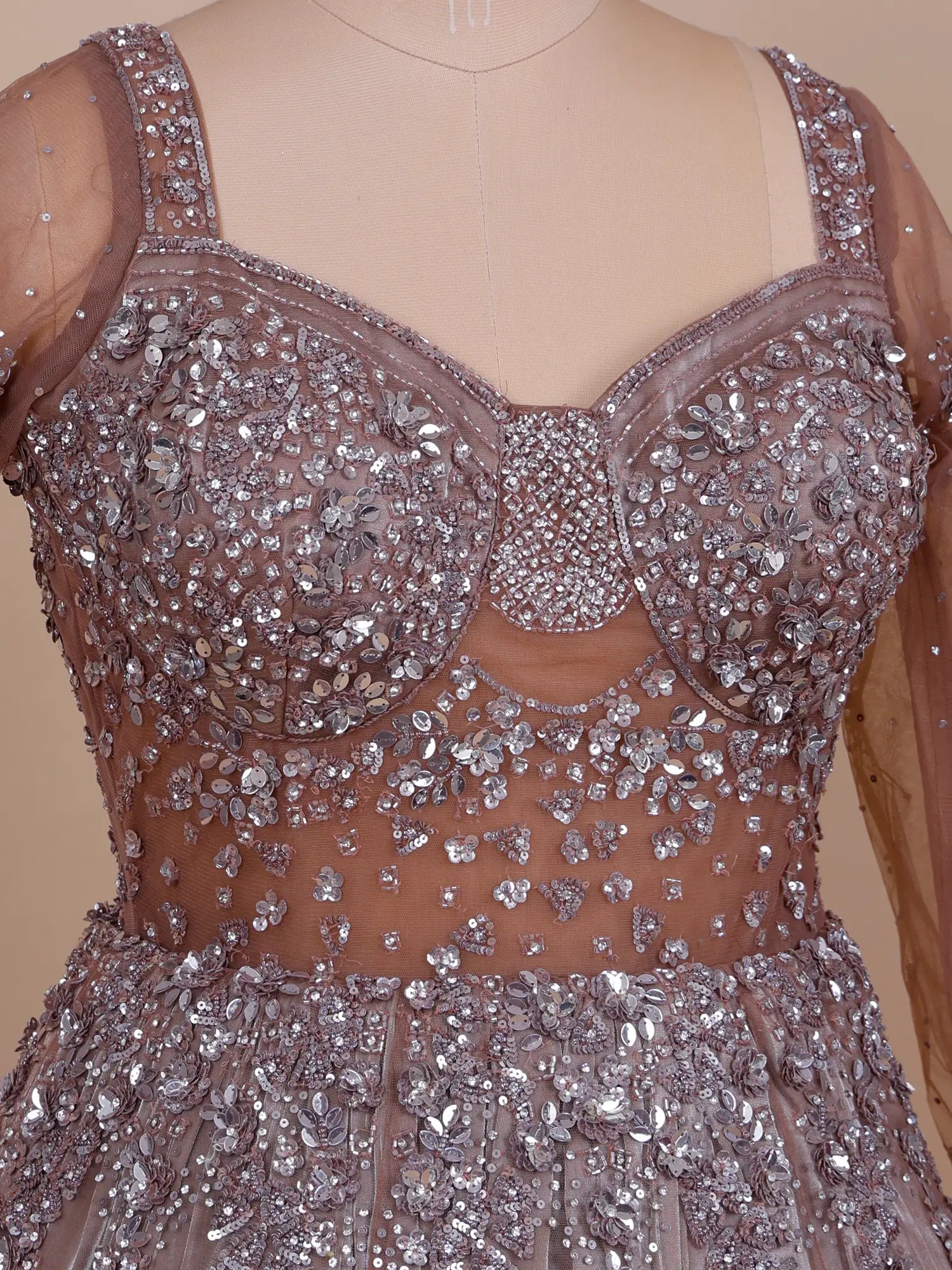 Buy Onion Pink Fairy Tale Designer Gown With Diamond Beads Work