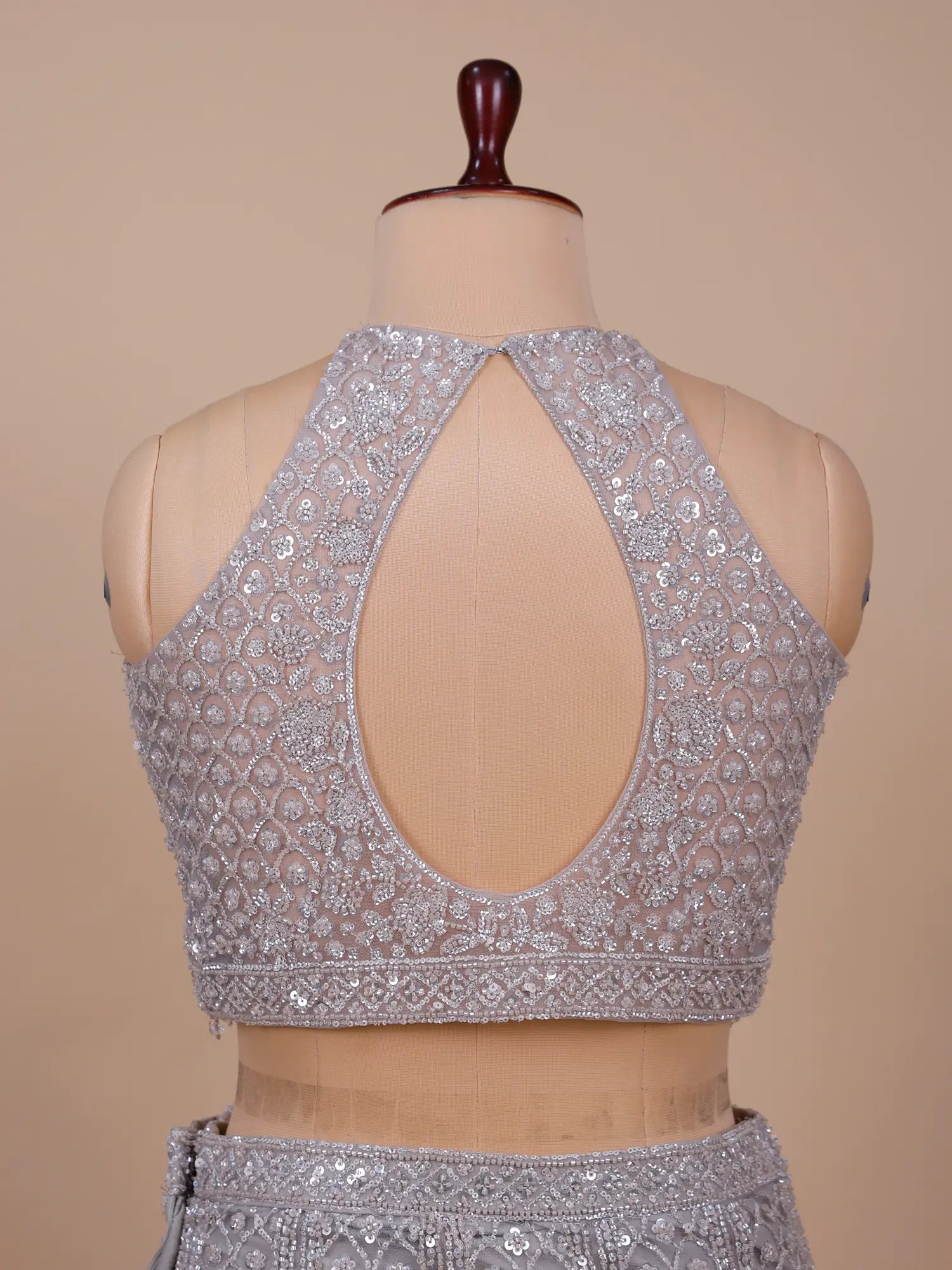 Silver Net Fishcut Wedding Lehenga Cut Dana Work Design