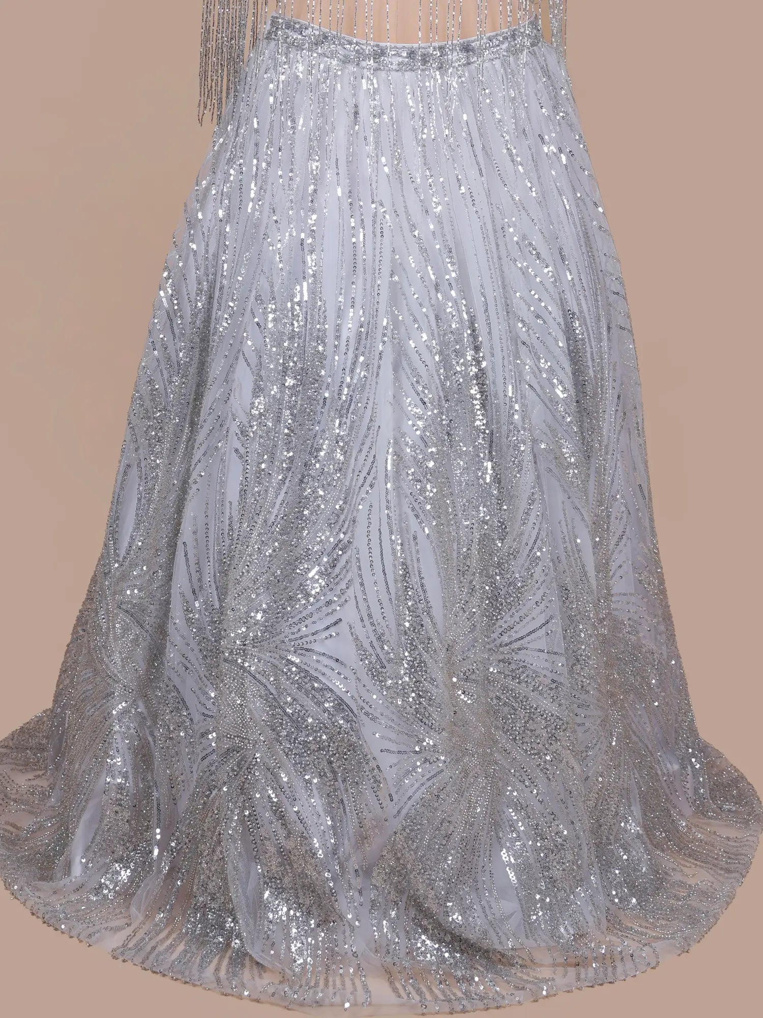 Stylish White Net Lehenga Choli With Beads Work