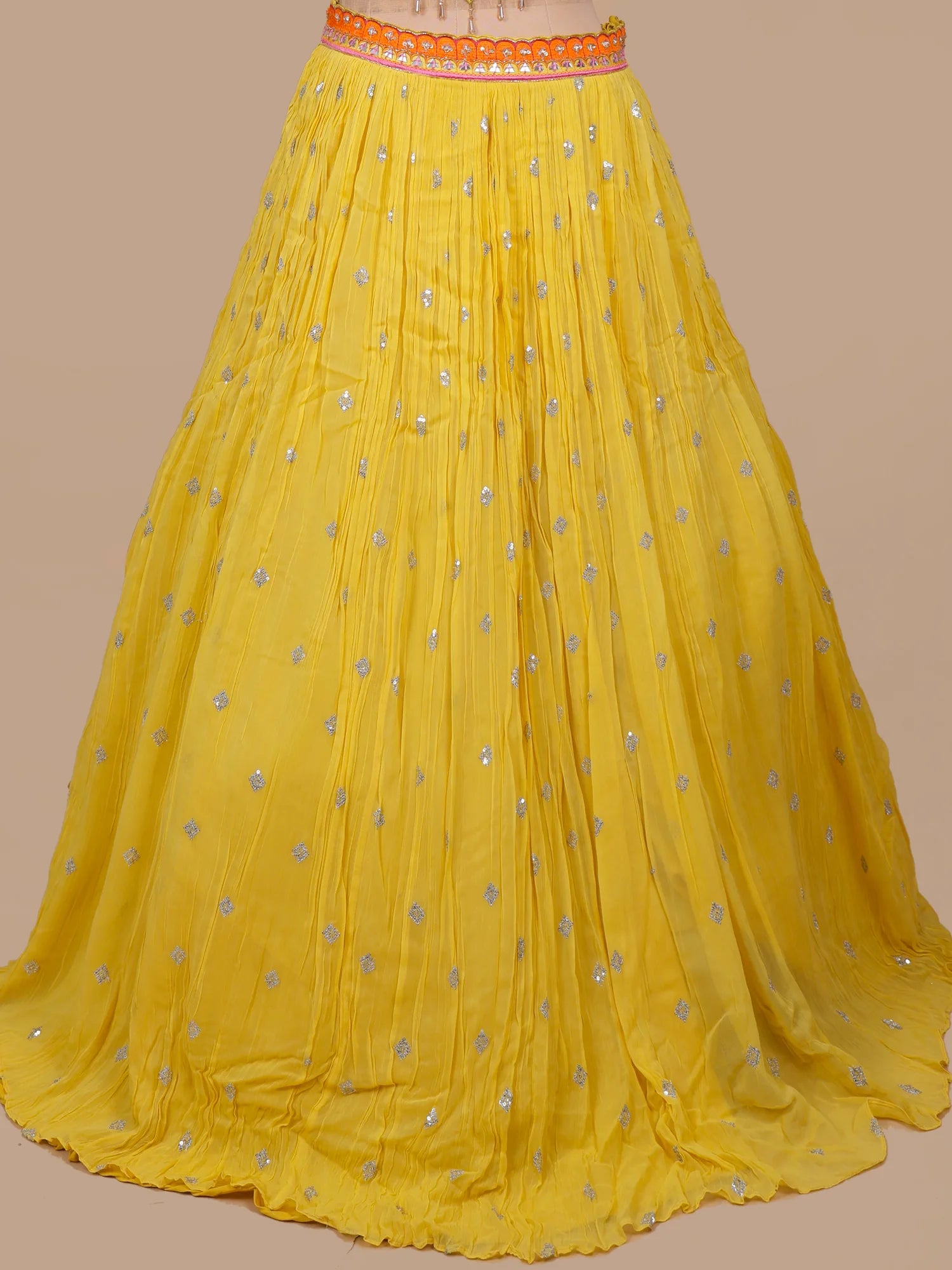 Buy Affordable Yellow Georgette Lehenga With Machine Work