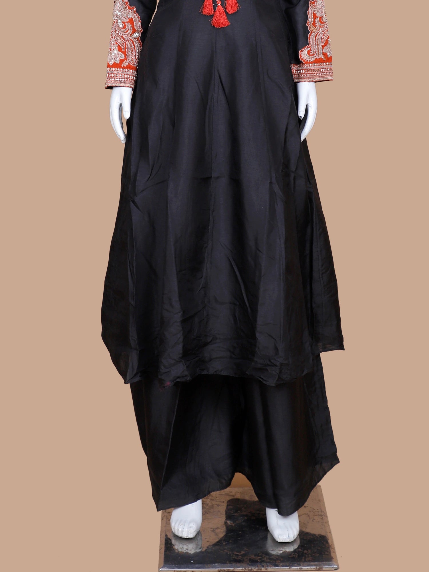 Pick Black Silk Traditional Palazzo Suit Showcasing Beads and Sequins