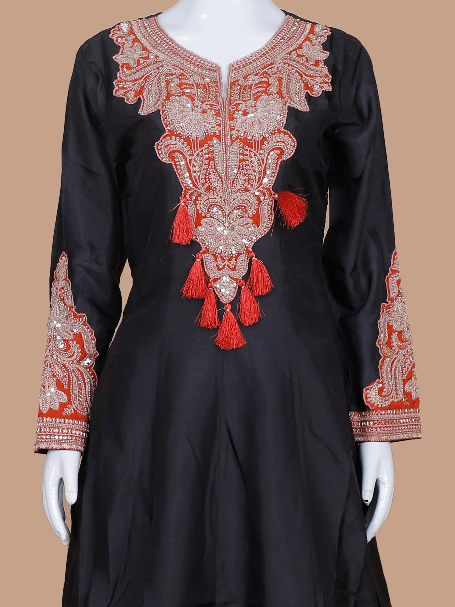 Pick Black Silk Traditional Palazzo Suit Showcasing Beads and Sequins