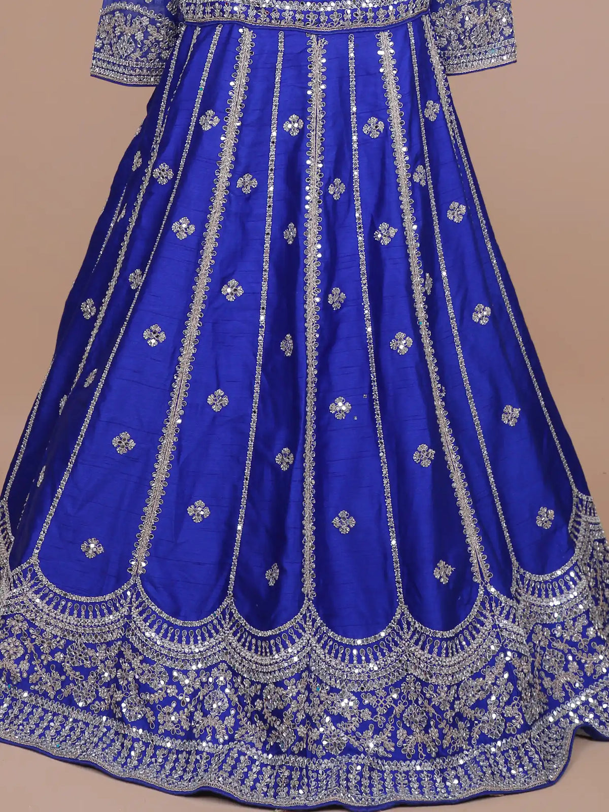 Sapphire Blue Designer Silk Lehenga Choli Showcasing Mirror and Moti Work