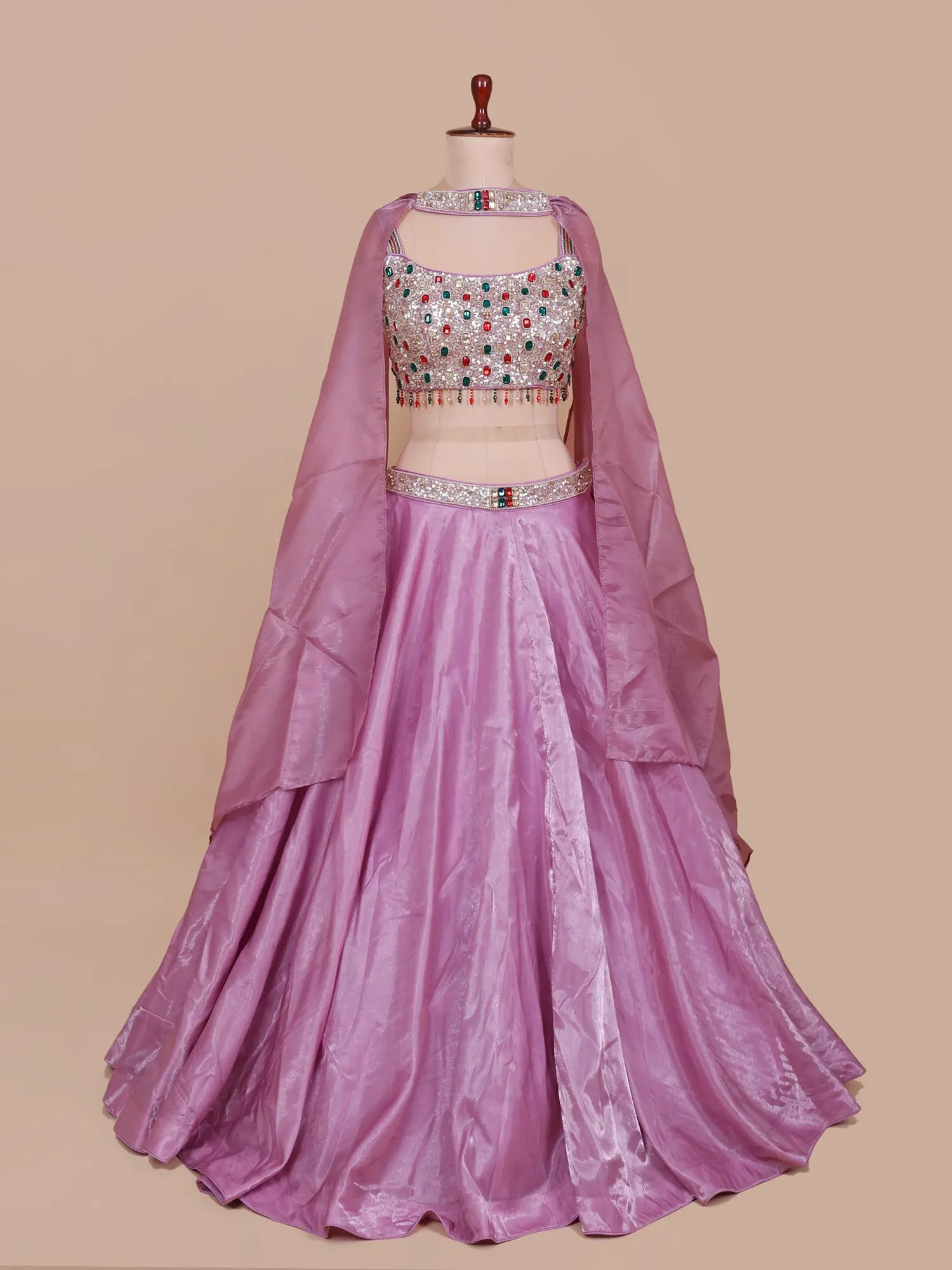 Get Modern Pink Organza Contemporary Lehenga With Chic Pearl Stone Accents