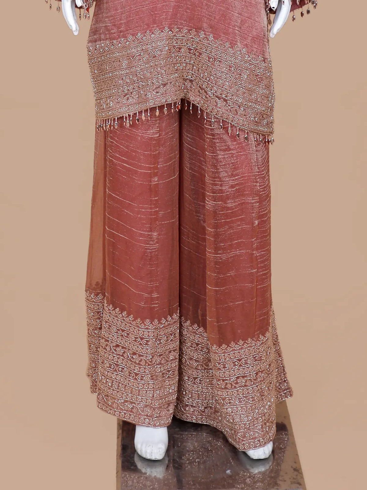 Explore Light Pink Crush Organza Salwar Suit with Crystal Sparkle