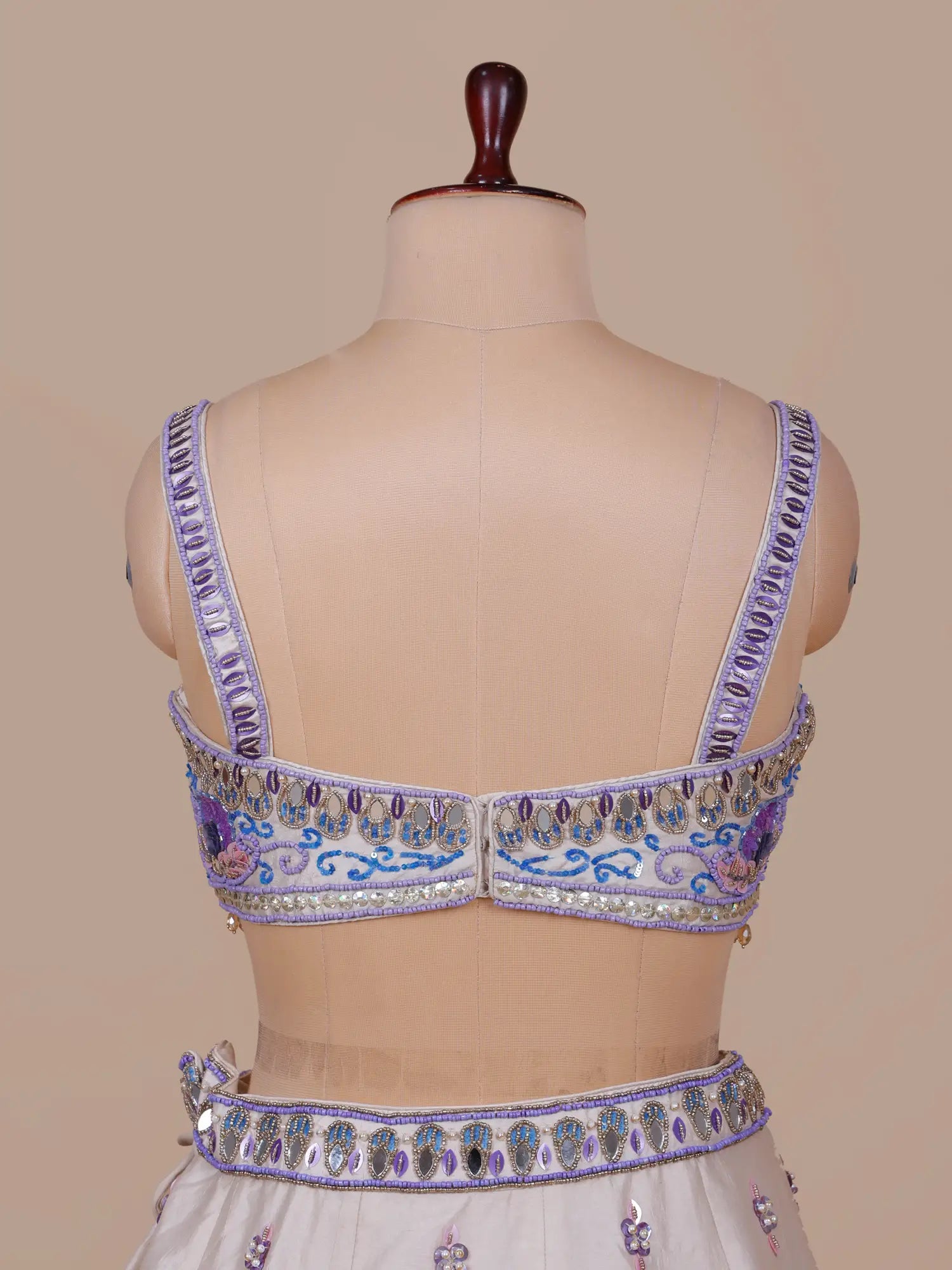 Luxury Celebrity Inspired Ivory Silk Lehenga with Mirror Work for Weddings