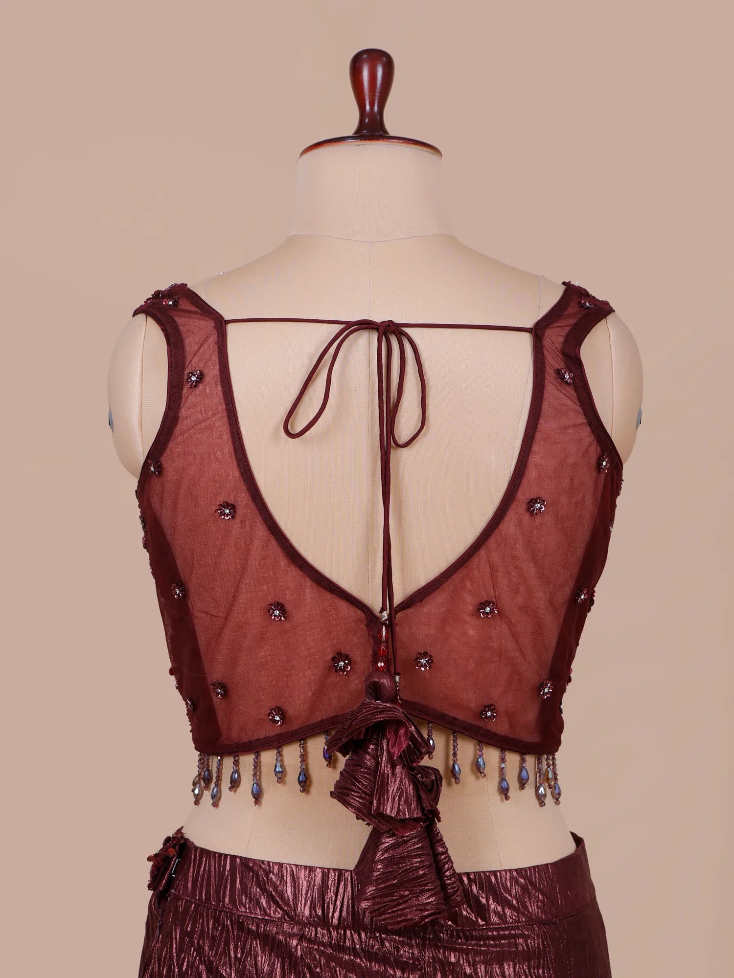 Royal Cherry Maroon Fishcut Lehenga With Crystal Design