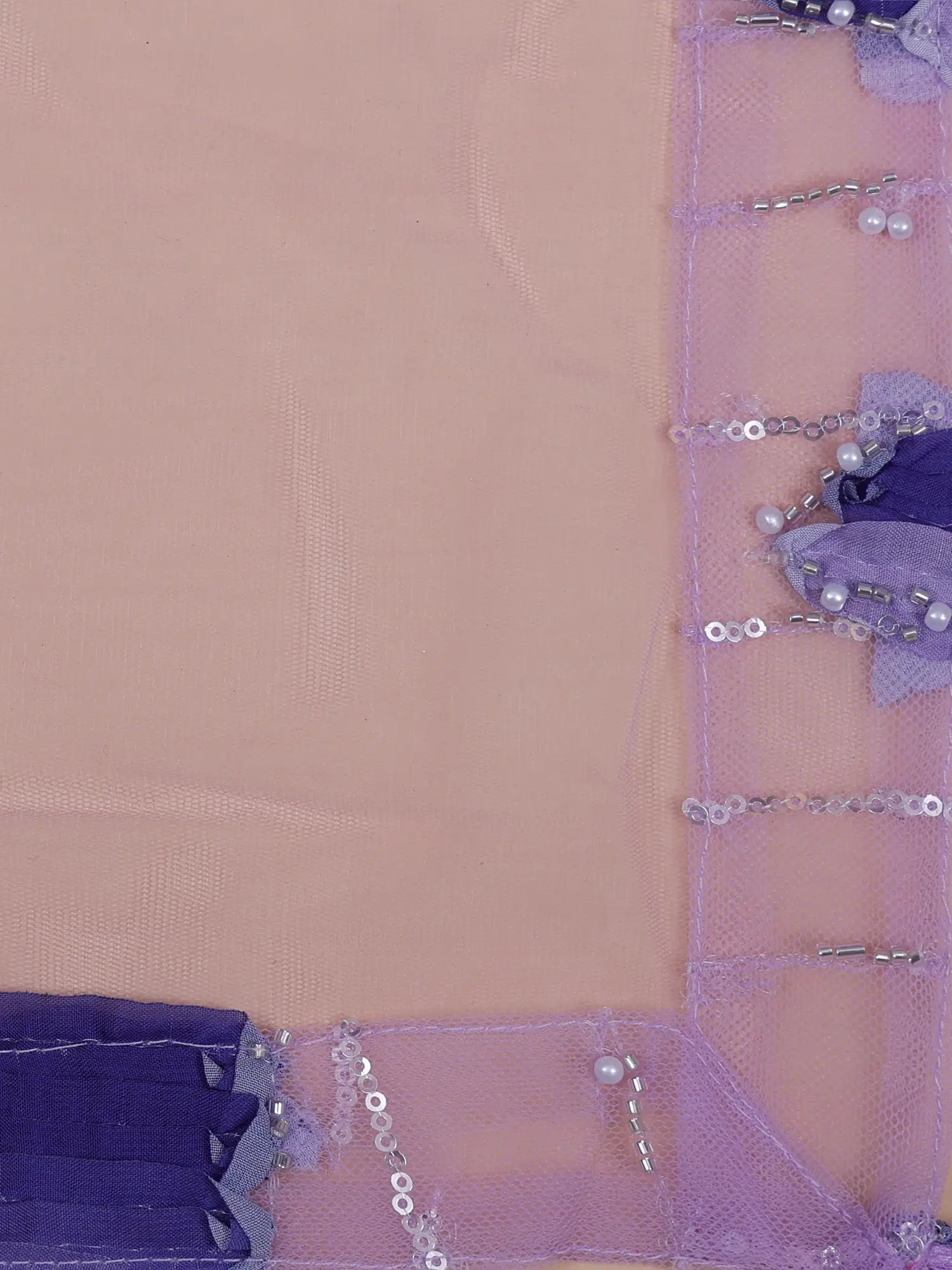 Stylish Lavender Net Lehenga Choli With Pearl Work