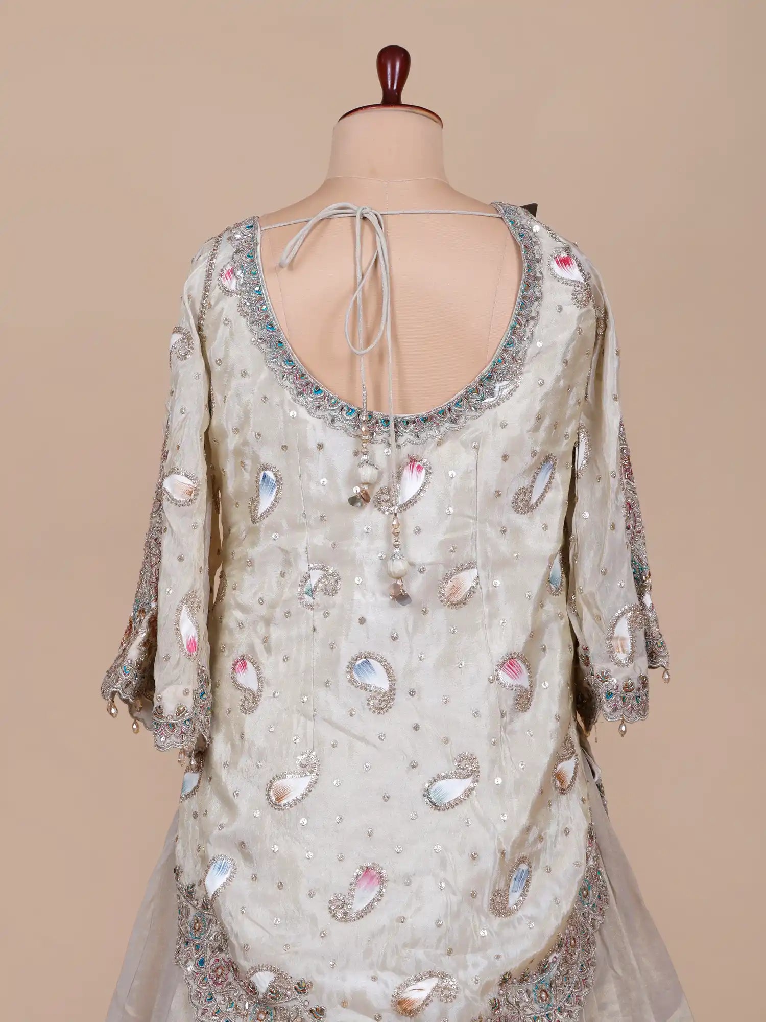 Traditional Indian Off White Peplum Lehenga With Luxury Work