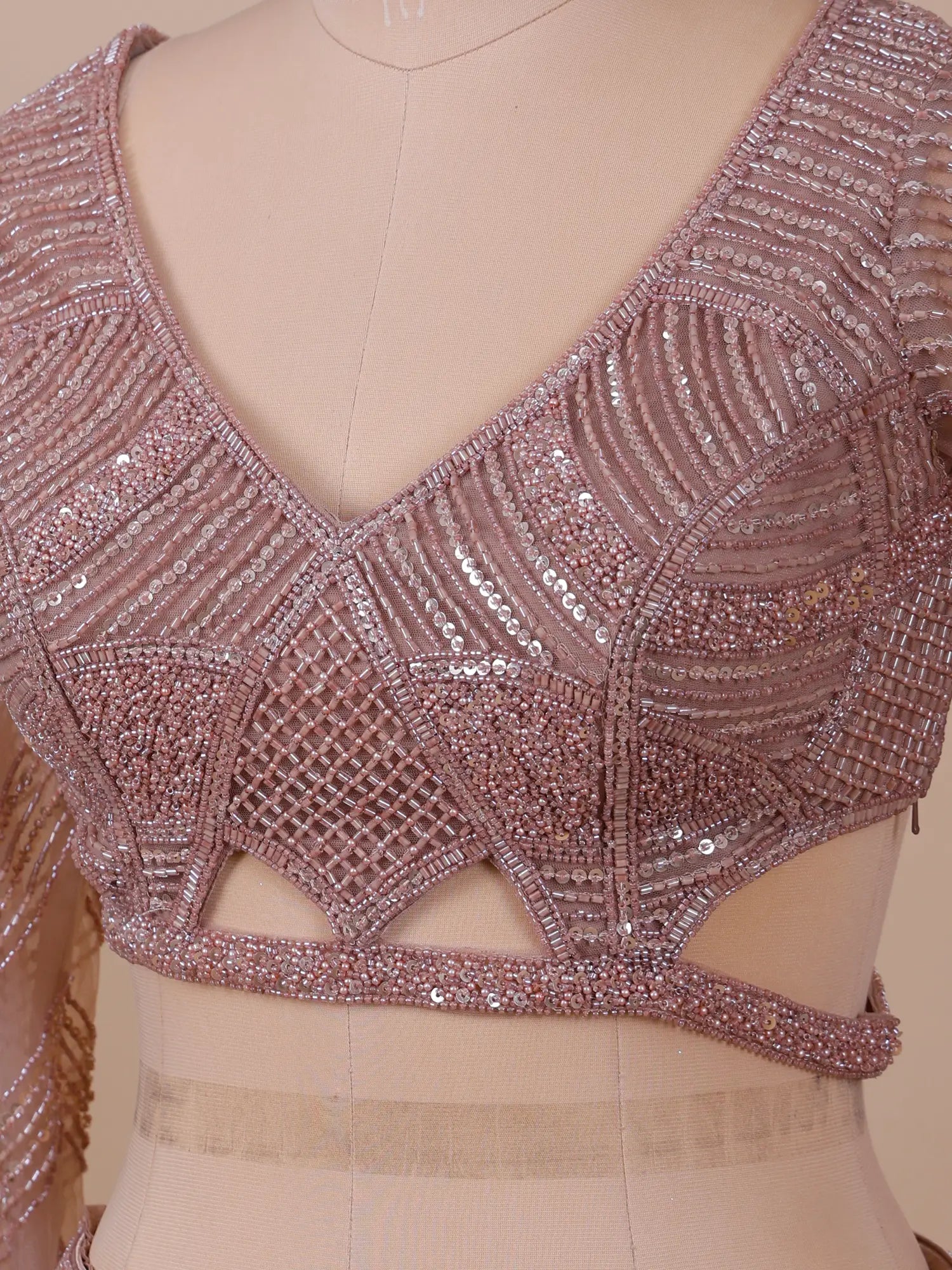 Stylish Rose Pink Designer Net Lehenga Choli With Beads Work