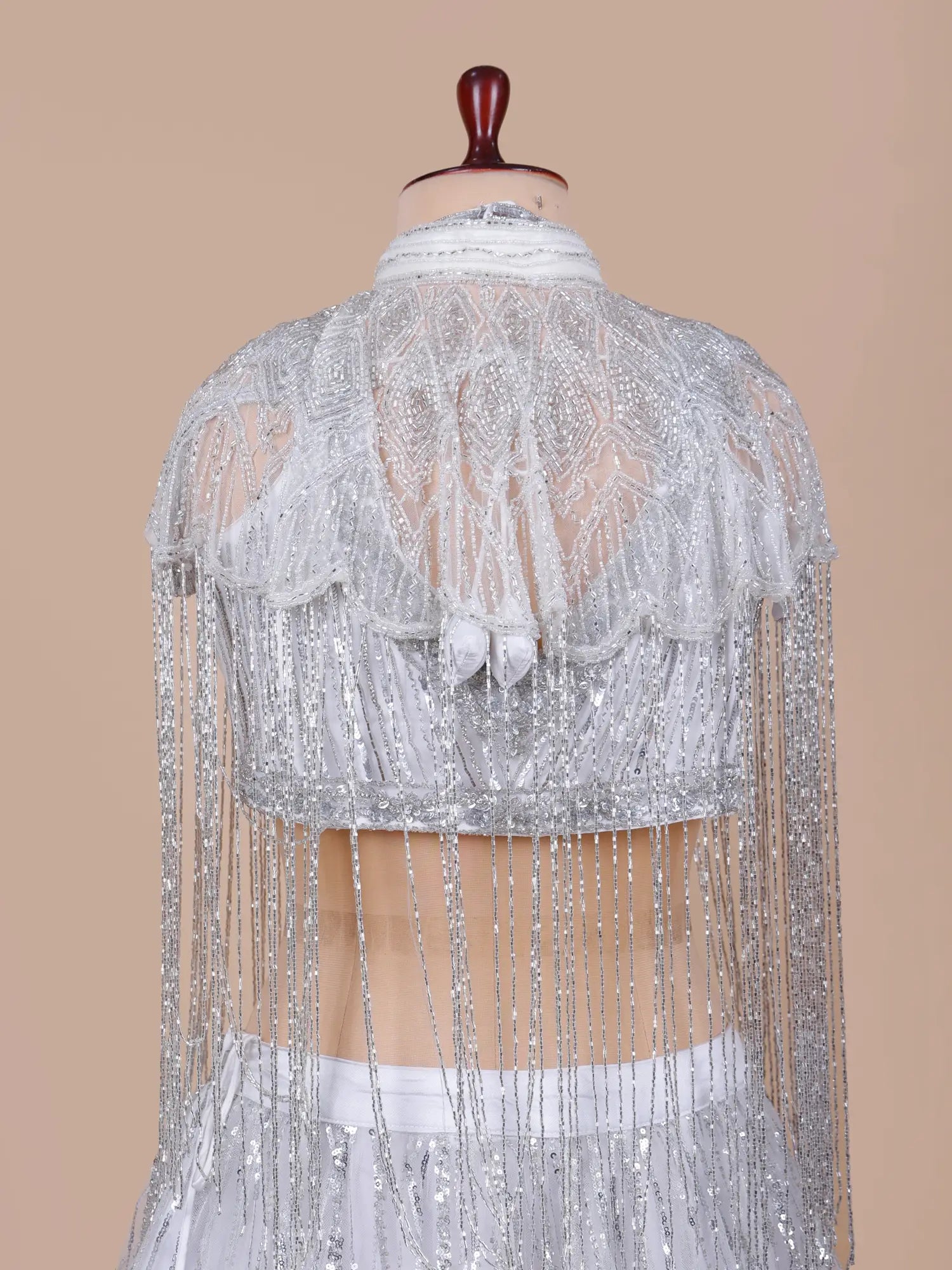 Stylish White Net Lehenga Choli With Beads Work