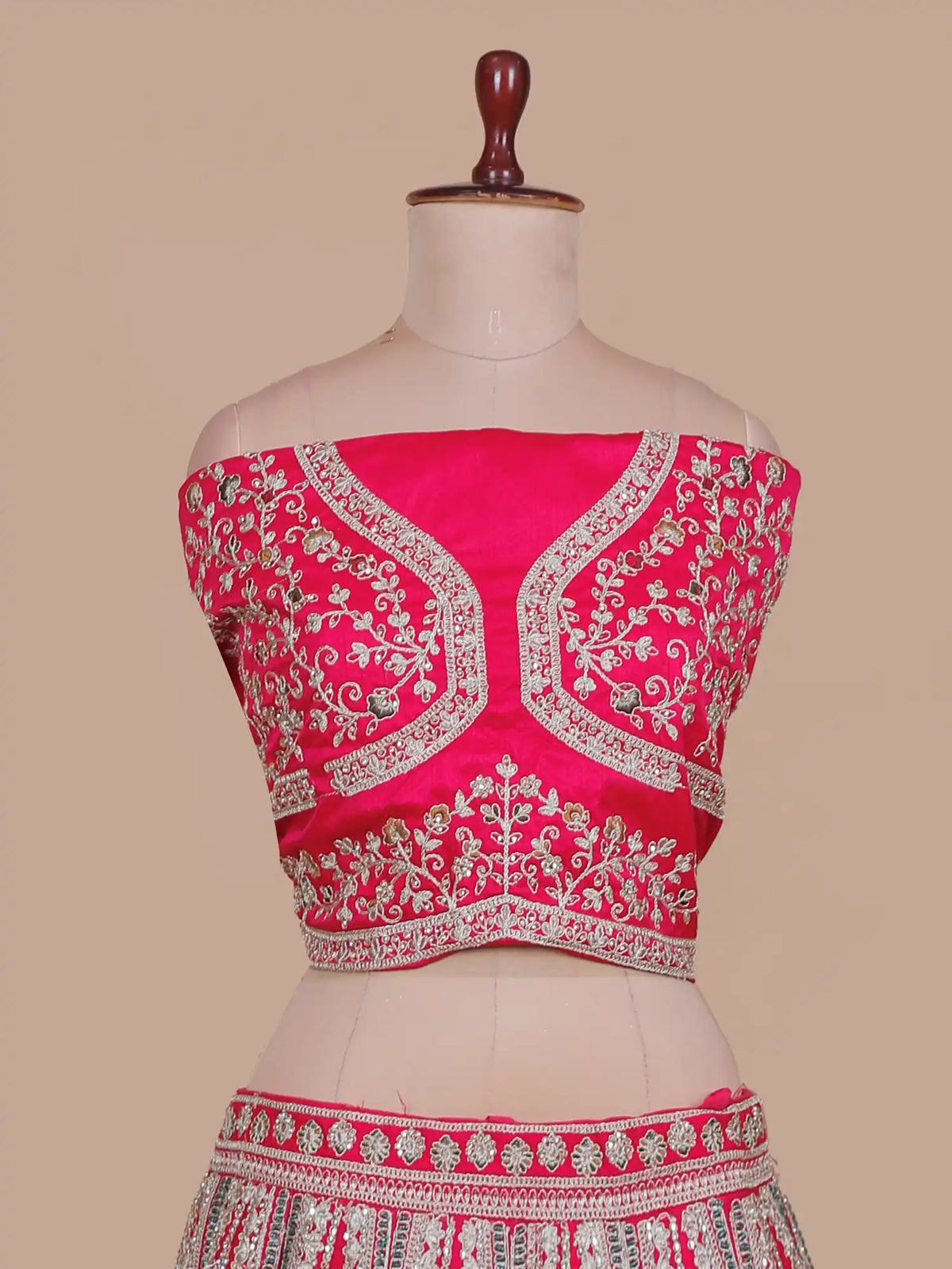 Premium Rani Pink Silk Bridal Lehenga with Grand Paisley Arch Work