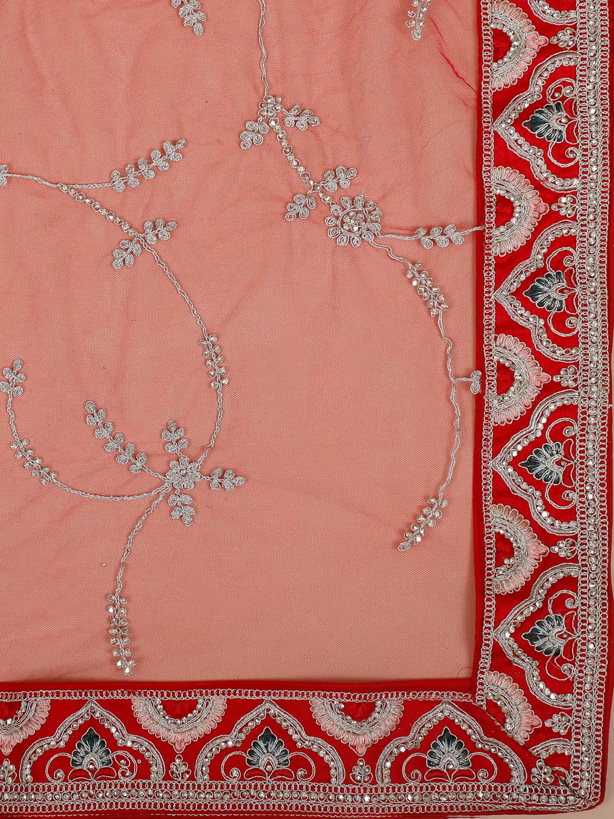 Signature Red Silk Unstitched Bridal Lehenga Adorned With Multi Thread Work
