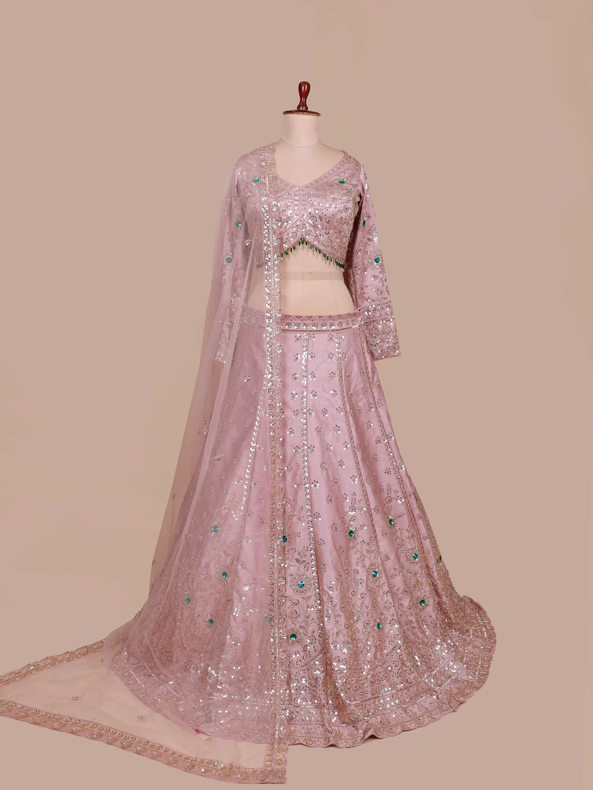 Buy Light Pink Silk Designer Lehenga Choli With Beads And Stone Detailing