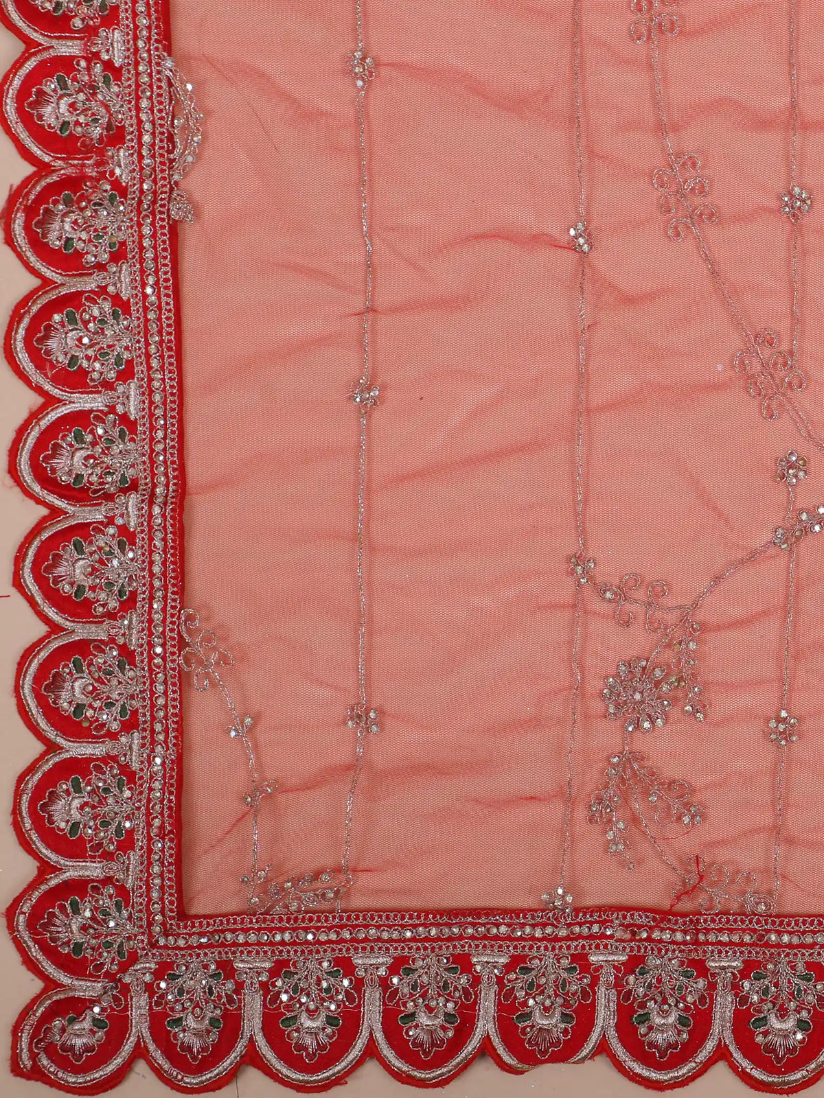 Red Silk Couture Bridal Lehenga with Doli Scenes and Elephant Detailing